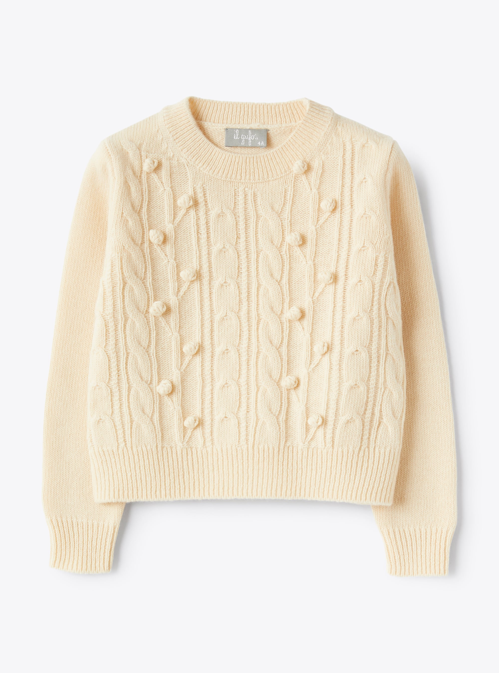 Cable-knit sweater with pompom details - Sweaters - Il Gufo