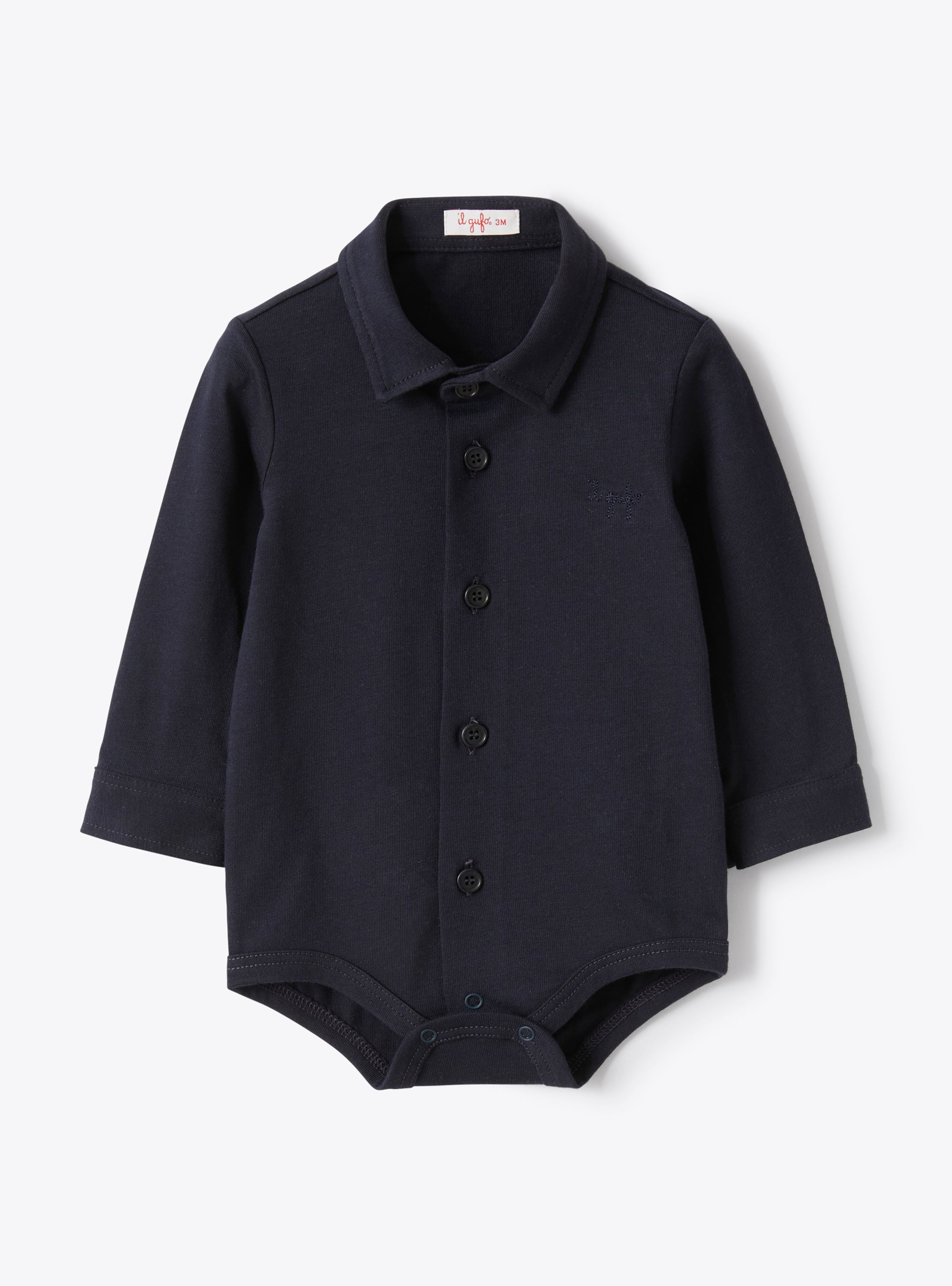 Shirt-style bodysuit in Oxford cotton jersey - Shirts - Il Gufo