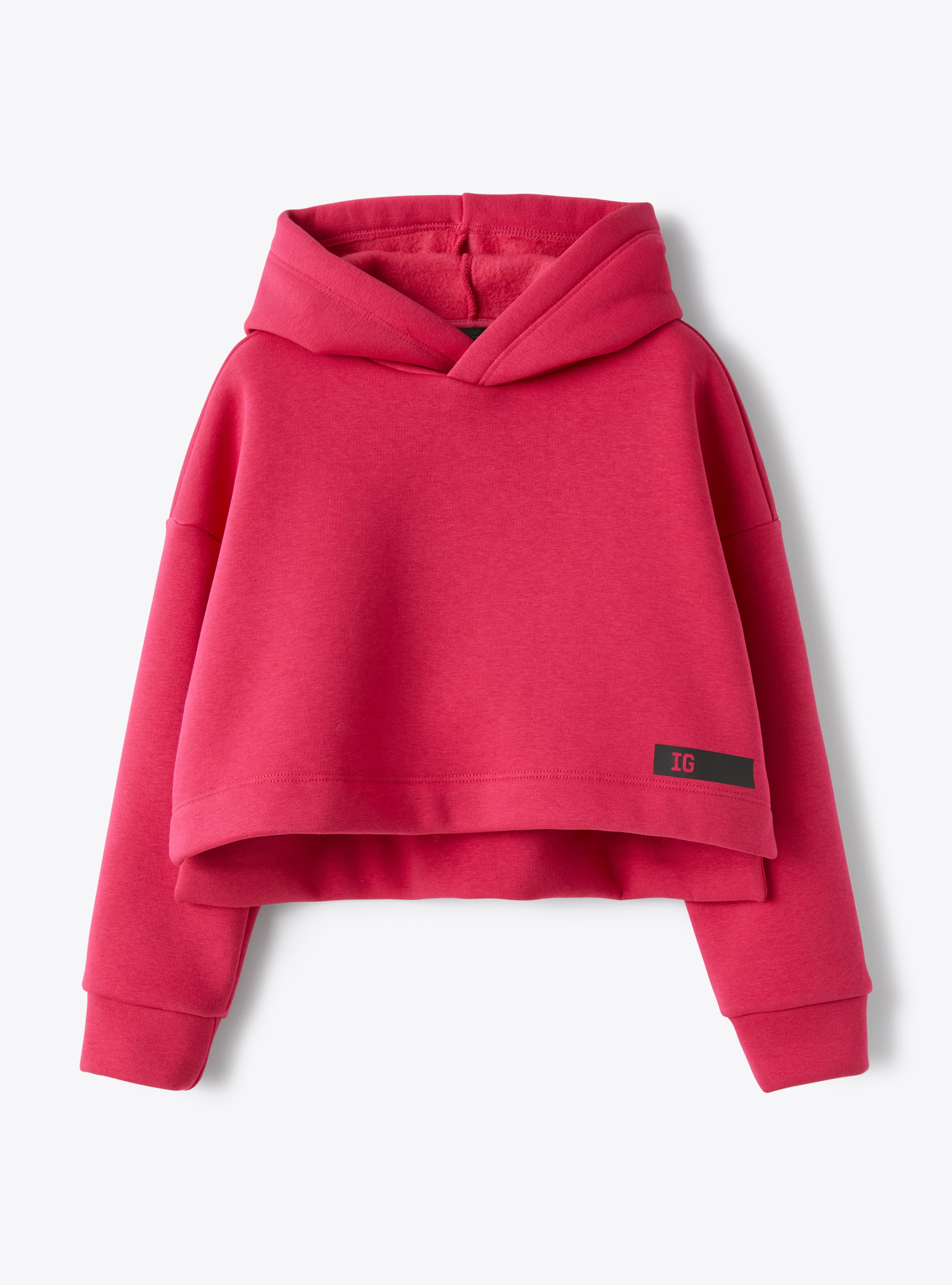 Cropped hooded sweatshirt in fuchsia pink - Sweatshirts - Il Gufo