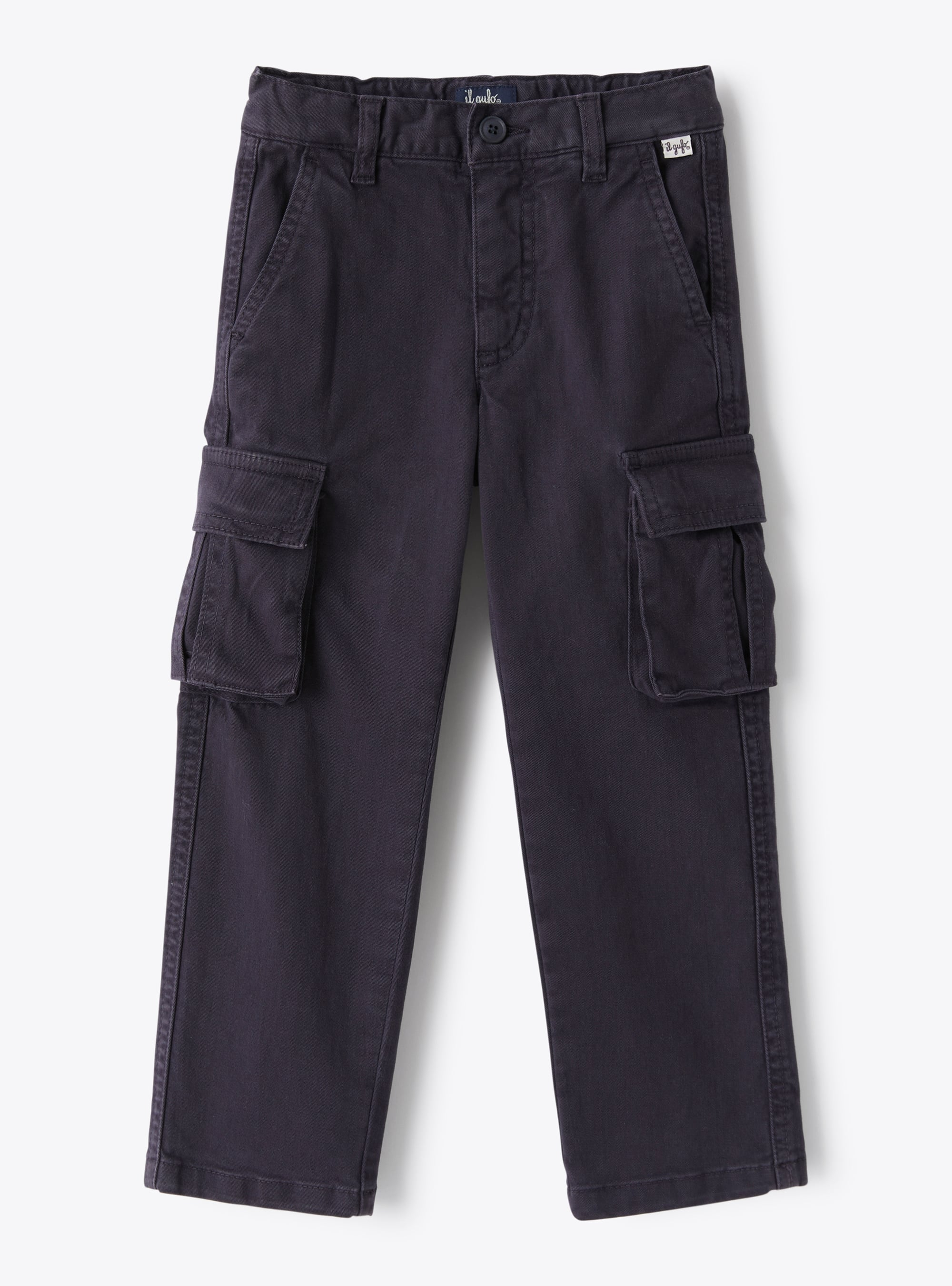 Pantalone cargo in gabardina stretch blu - Pantaloni - Il Gufo