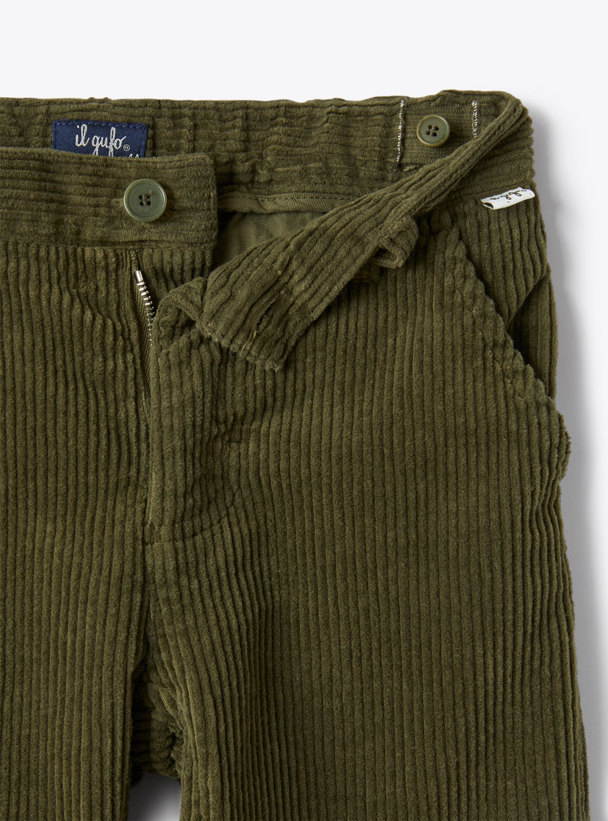 Pantalon en velours côtelé vert olive - Vert | Il Gufo