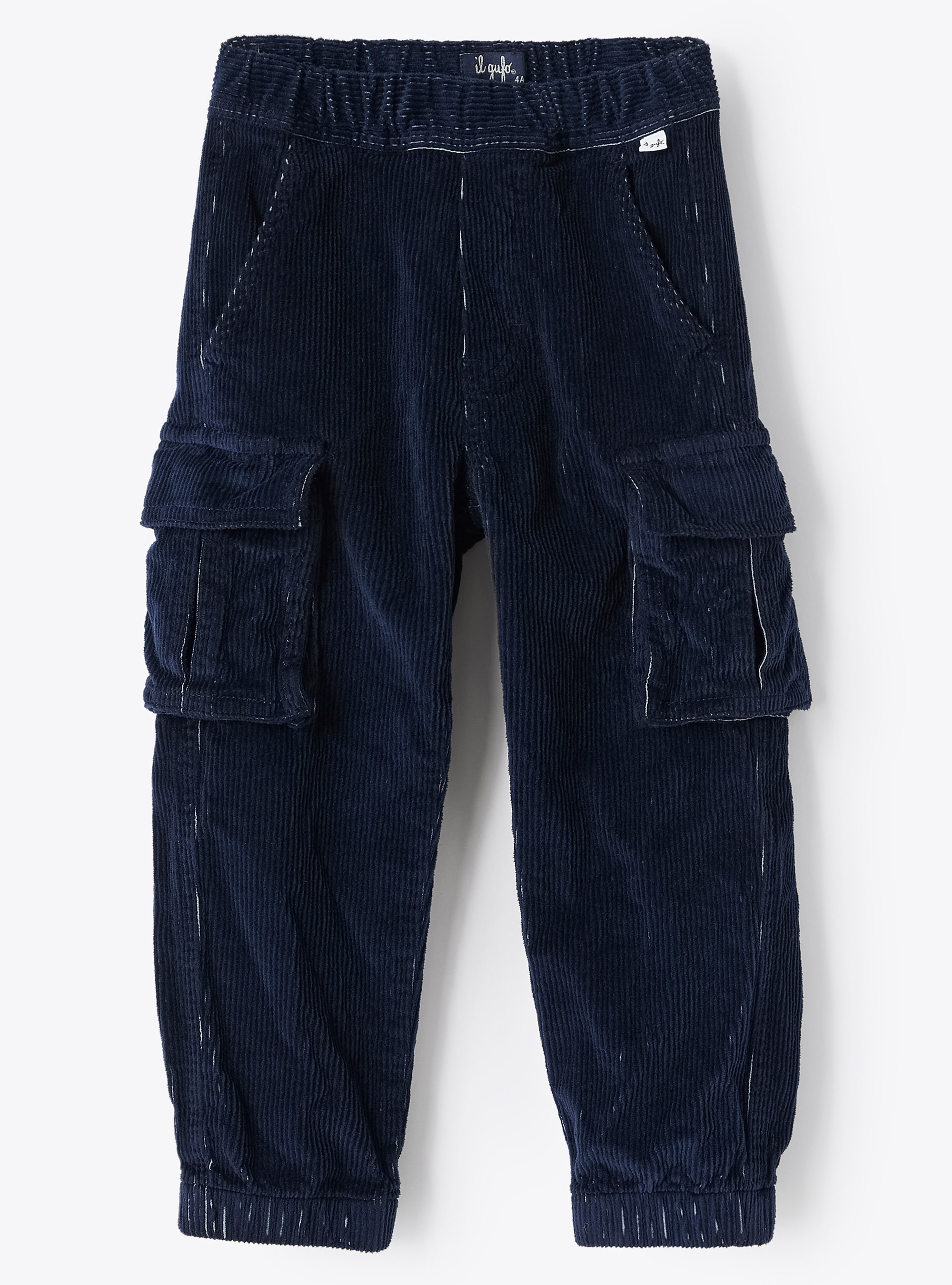 Navy corduroy cargo trousers - Trousers - Il Gufo