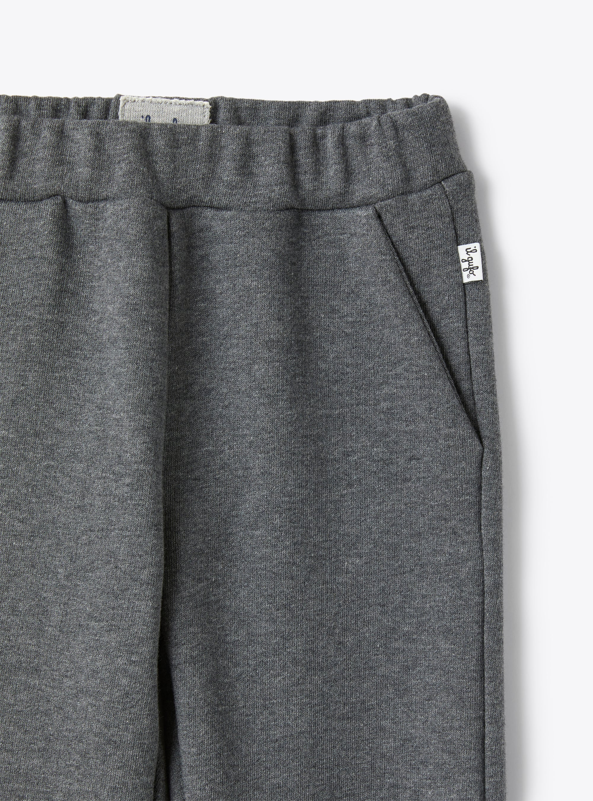 Grey cotton fleece joggers - Grey | Il Gufo