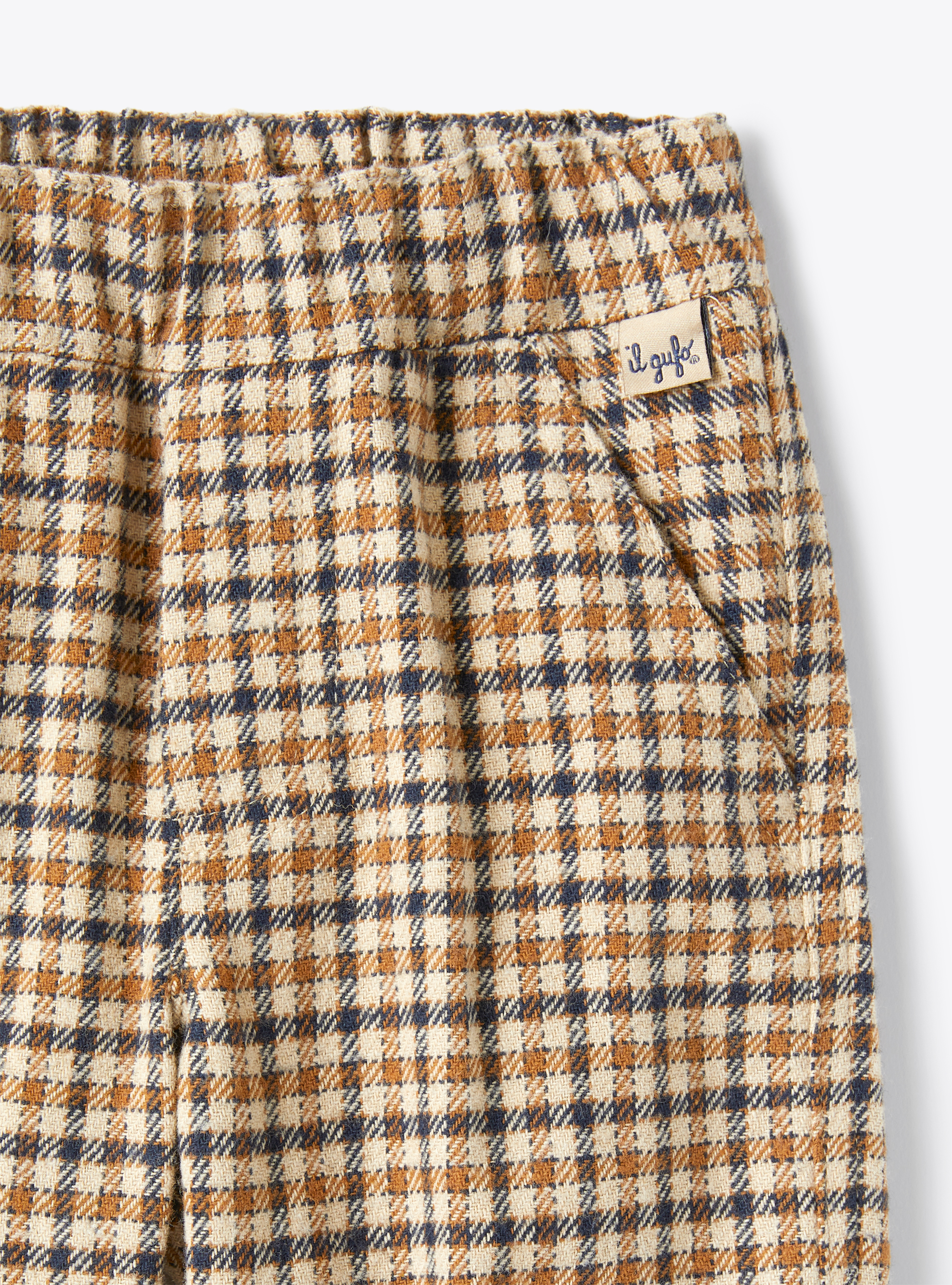 Baby boy’s trousers in a check pattern - Blue | Il Gufo