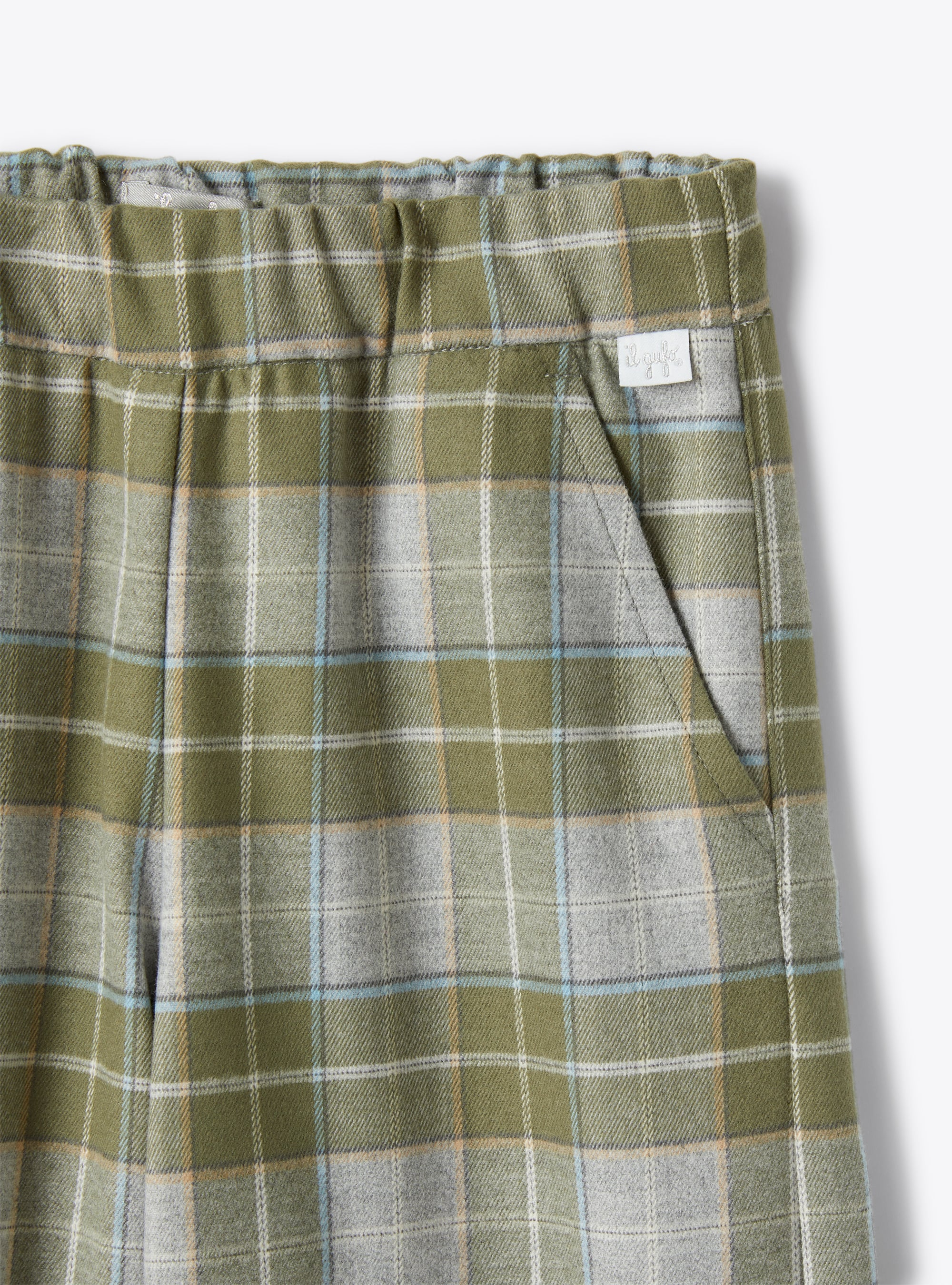 Culotte trousers in checked technowool - Green | Il Gufo
