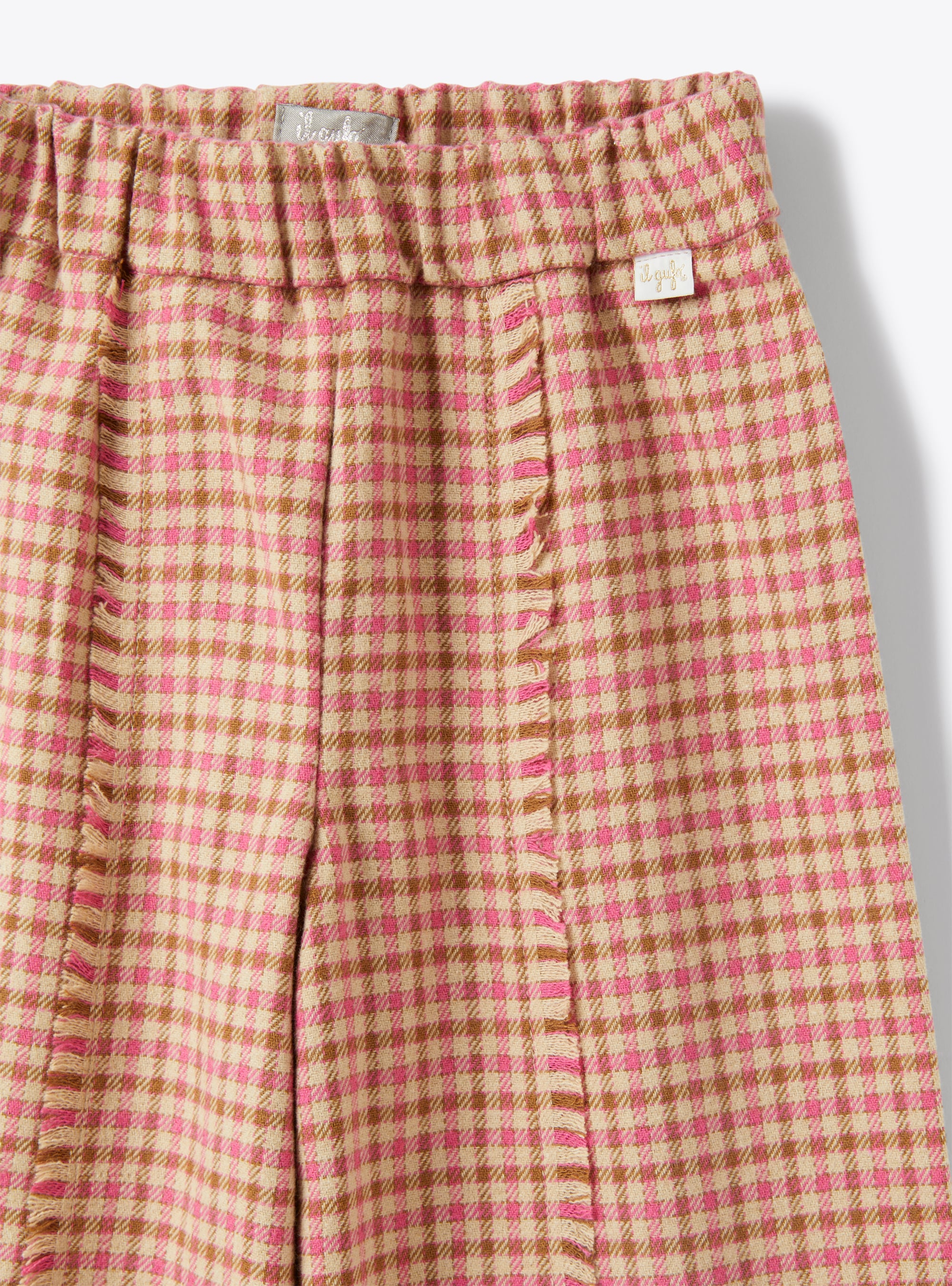 Pantaloni culotte in cotone a quadretti - Fucsia | Il Gufo