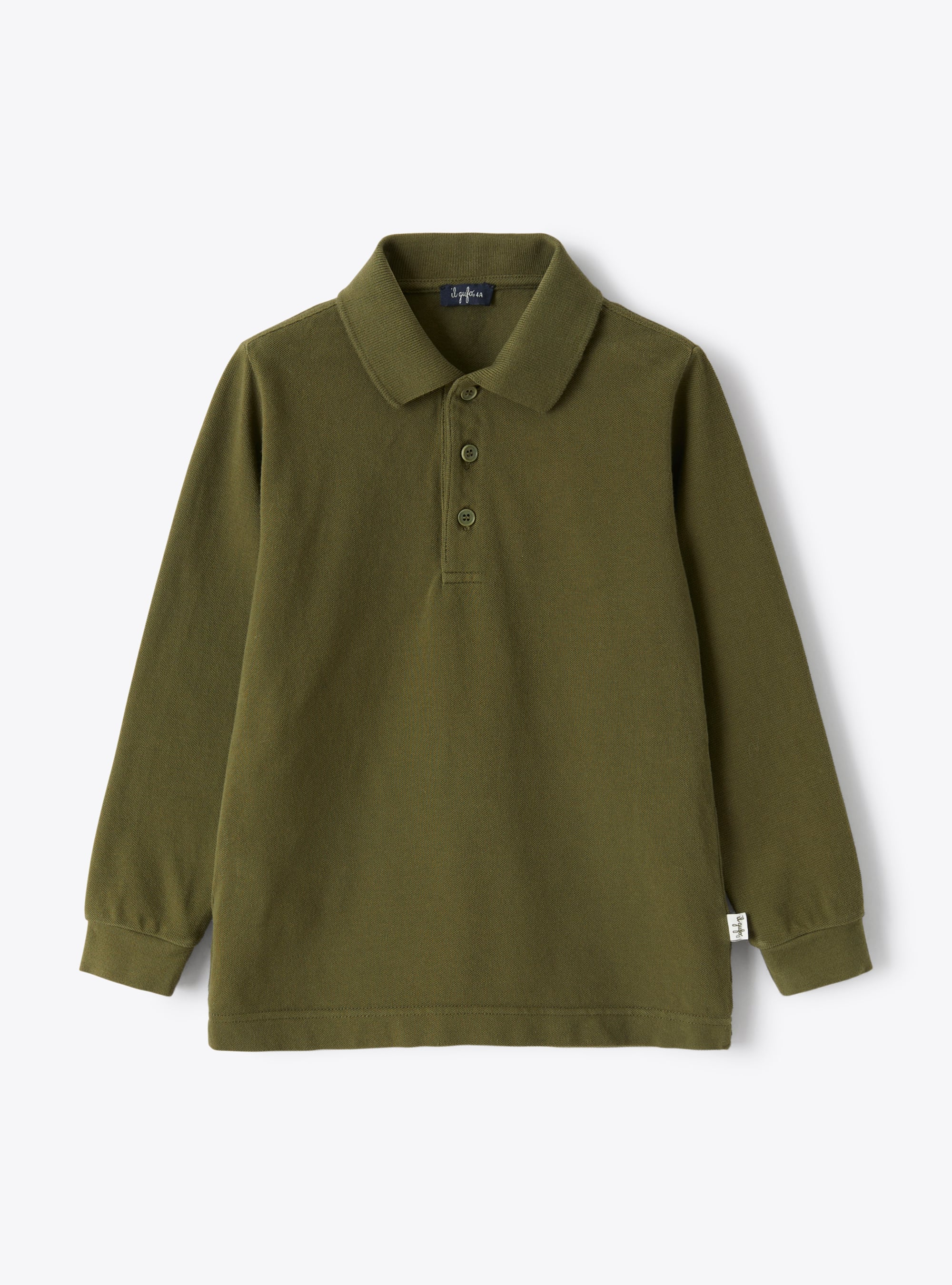 Olive green cotton pique polo shirt - T-shirts - Il Gufo