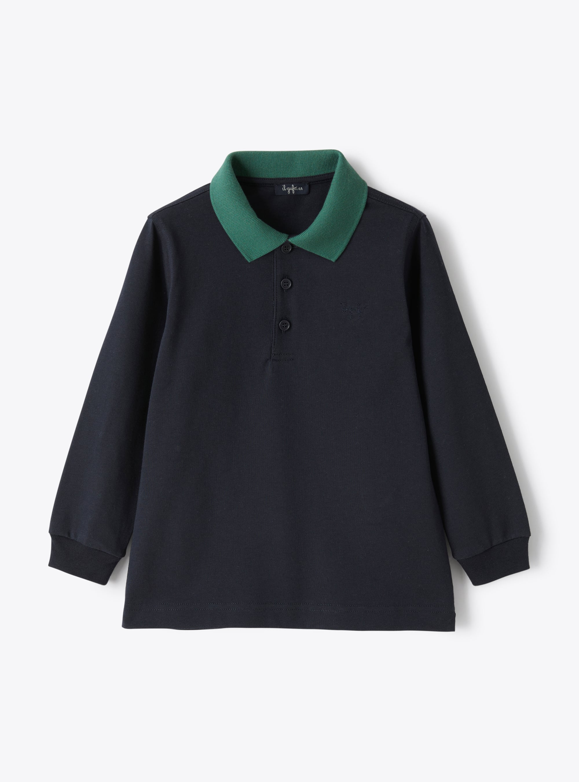 Classic polo shirt with contrast collar - Blue | Il Gufo