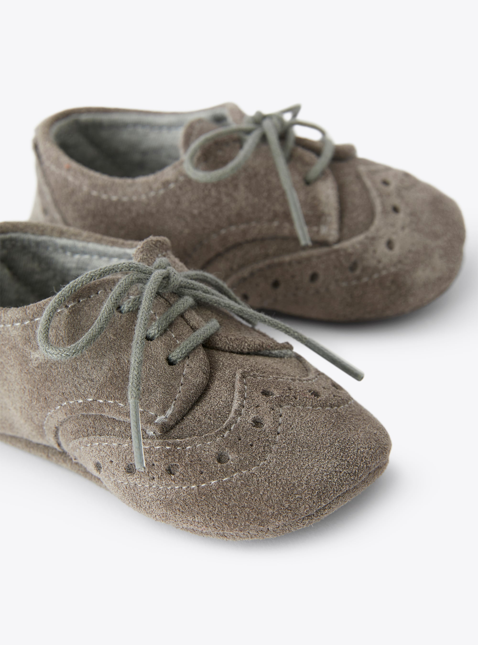 Baby suede lace-up shoes - Grey | Il Gufo