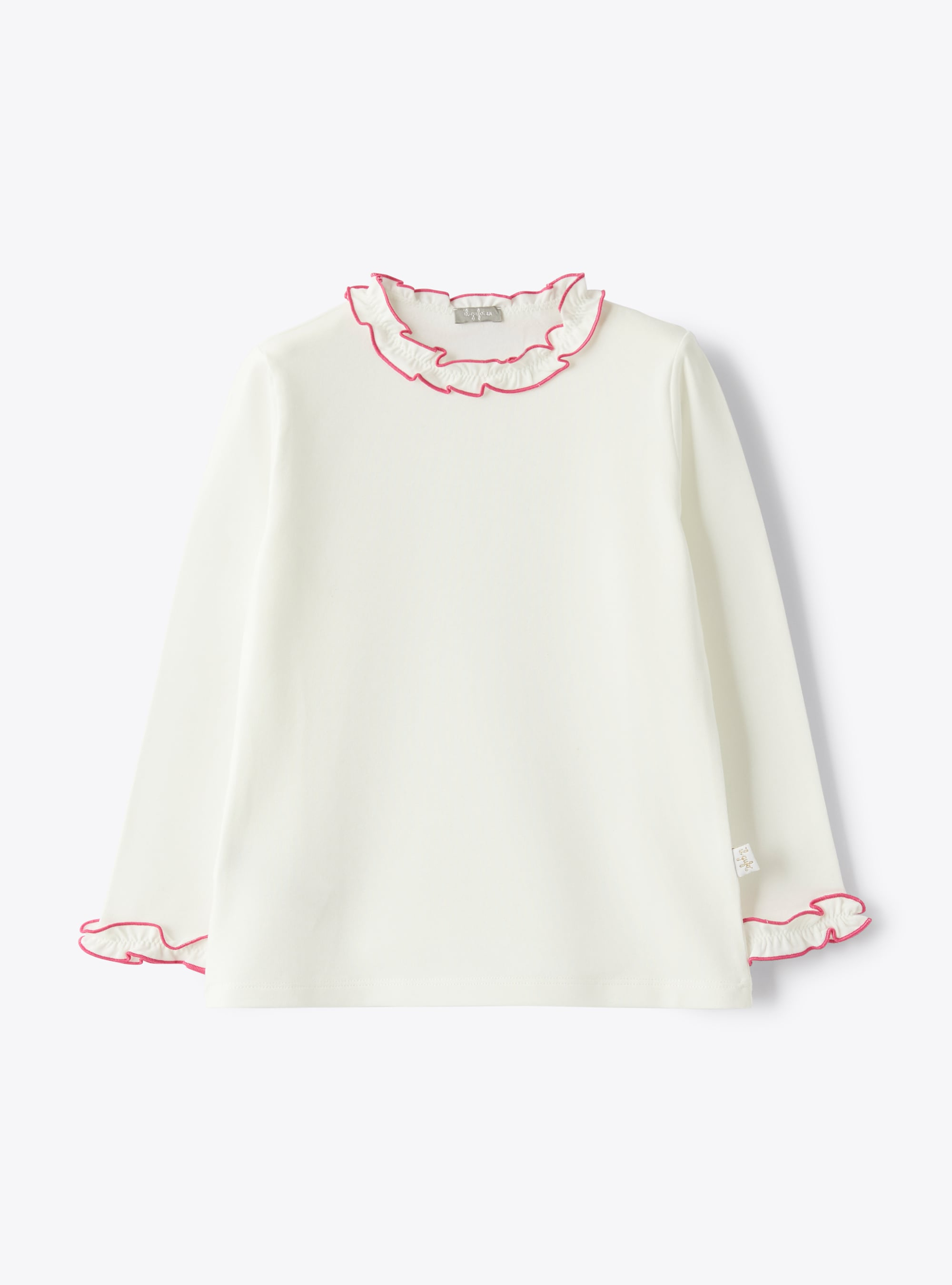 Milchweißes T-Shirt mit kontrastfarbenen Rüschen - T-shirts - Il Gufo