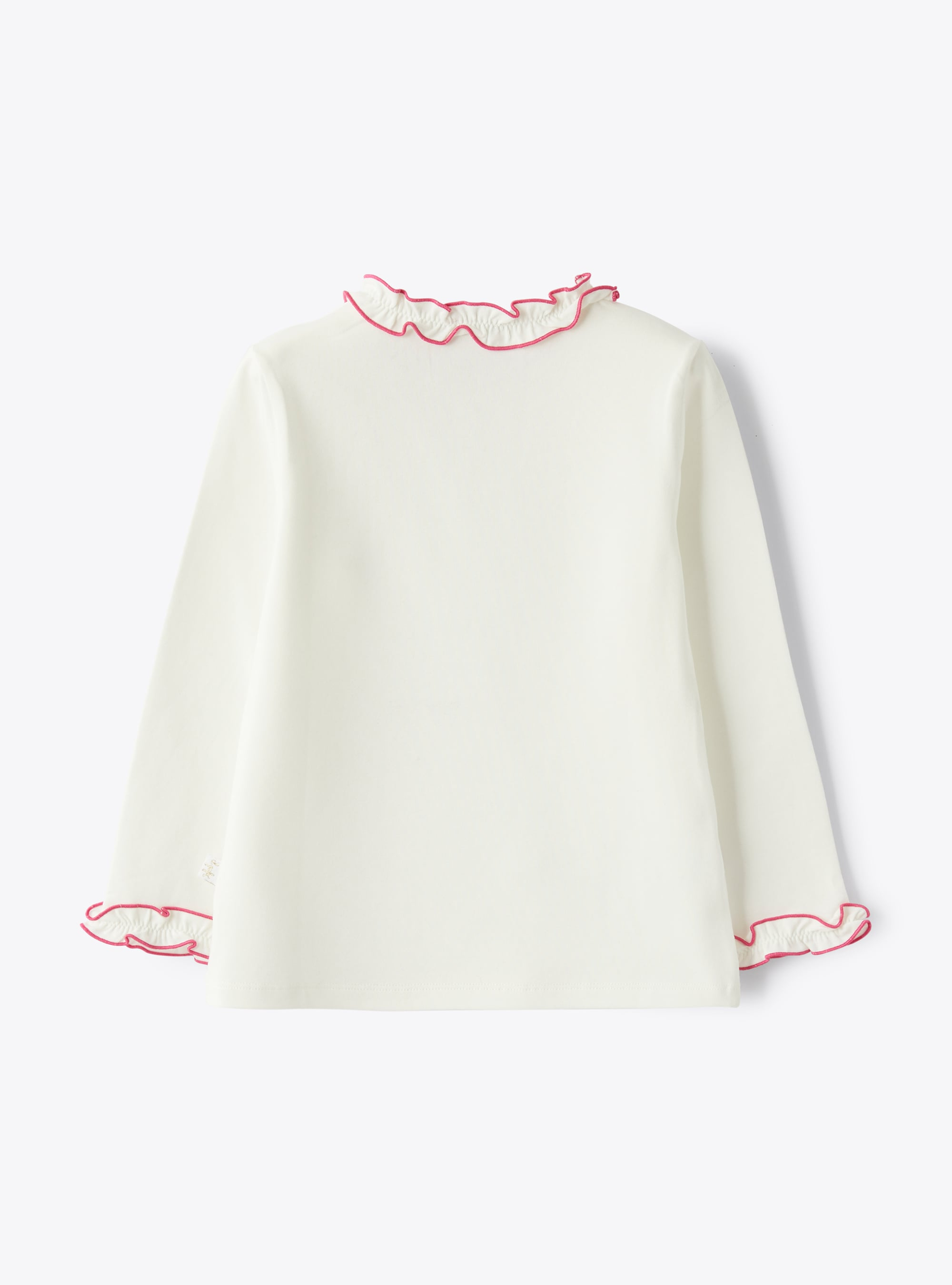 Milchweißes T-Shirt mit kontrastfarbenen Rüschen - Weiss | Il Gufo