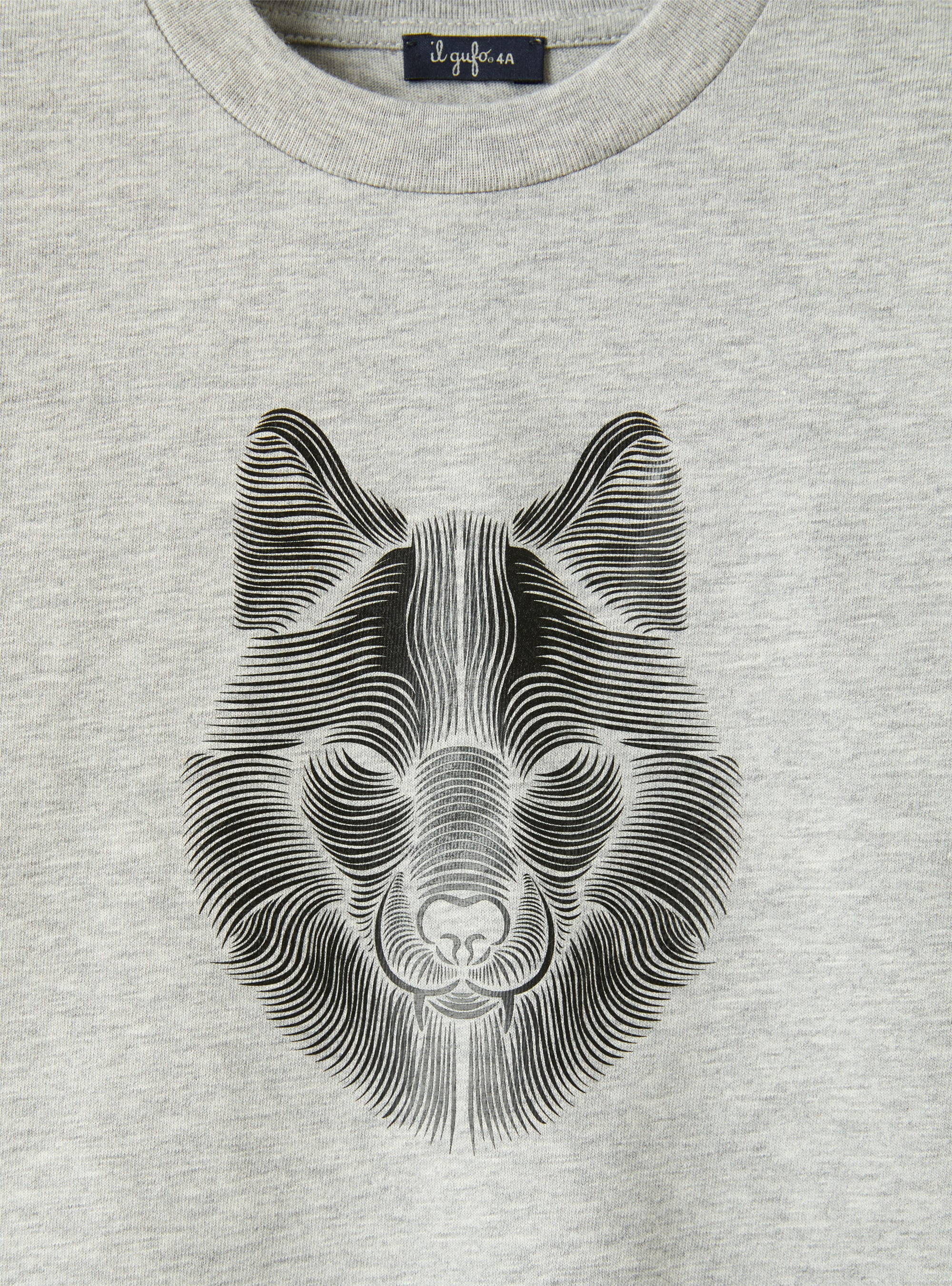 T-shirt gris avec imprimé loup - Gris | Il Gufo