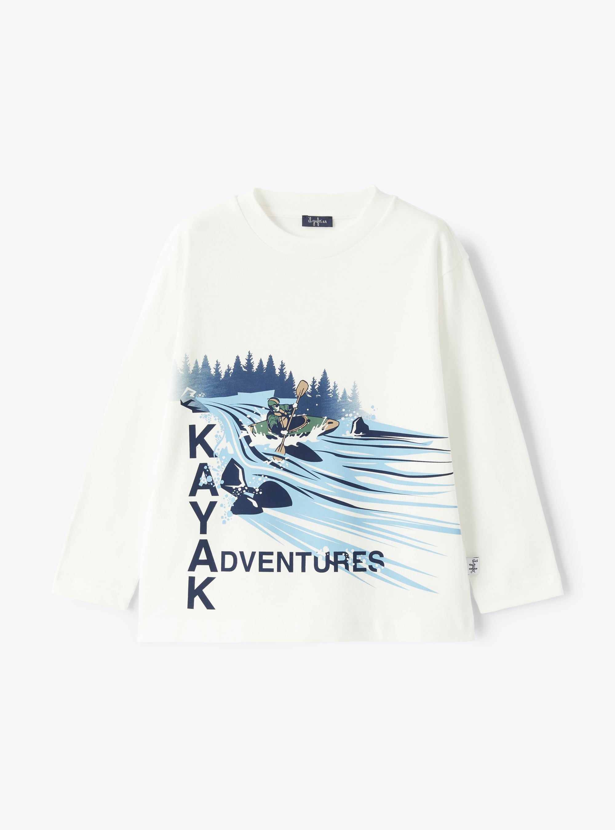 T-shirt with Kayak Adventures print - White | Il Gufo