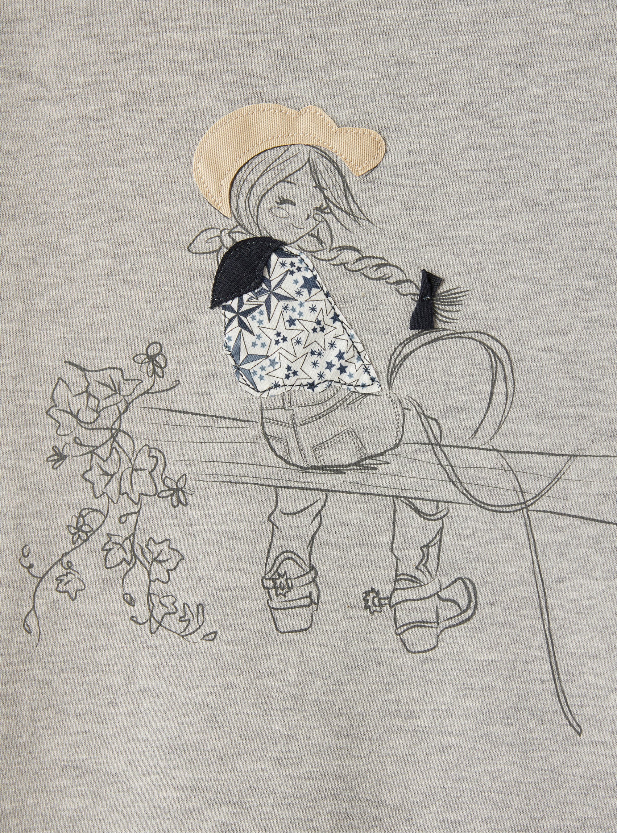 Grey T-shirt with cowgirl print - Grey | Il Gufo