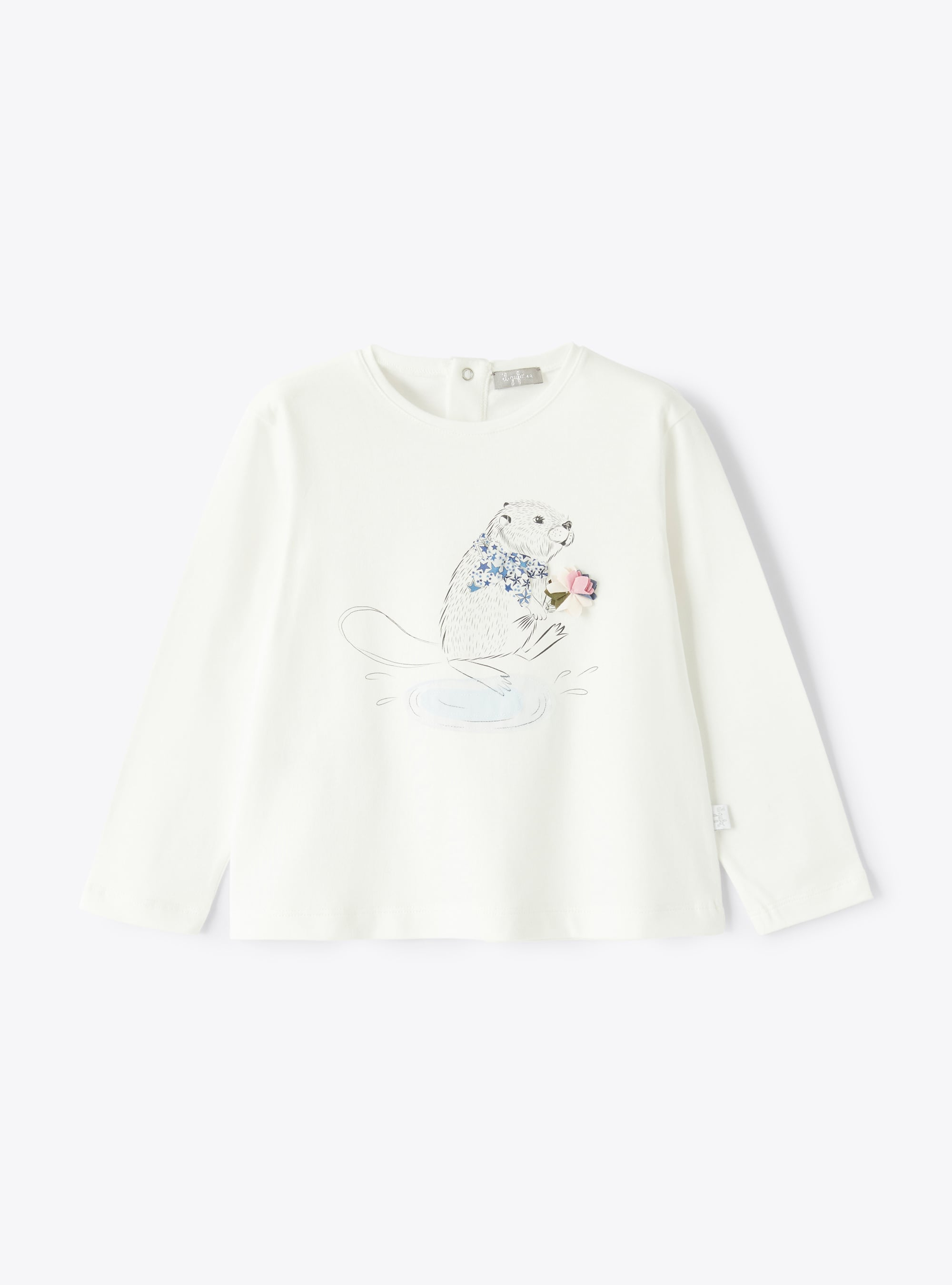 T-shirt à imprimé écureuil blanc - T-shirts - Il Gufo