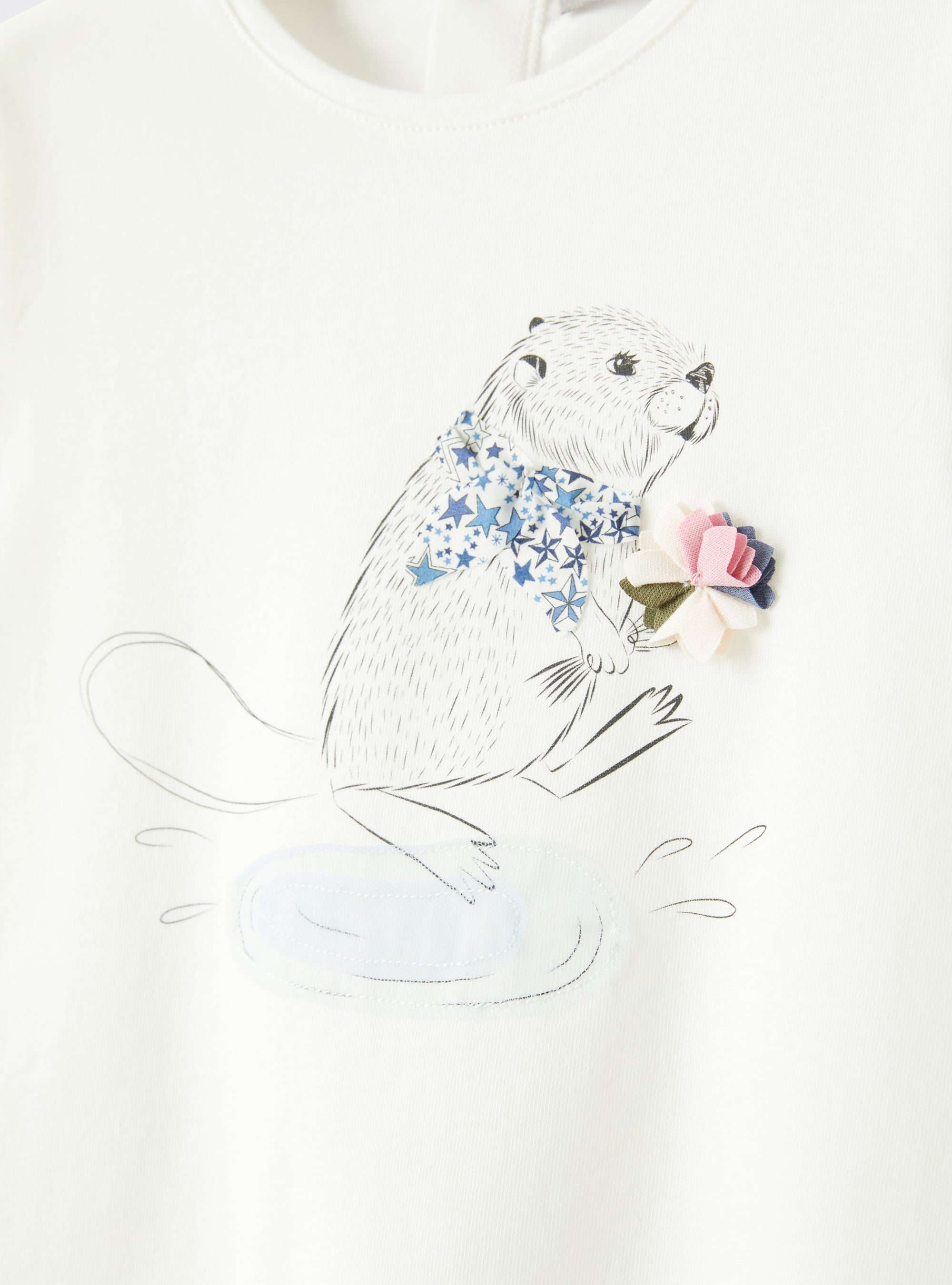 White T-shirt with squirrel print - White | Il Gufo