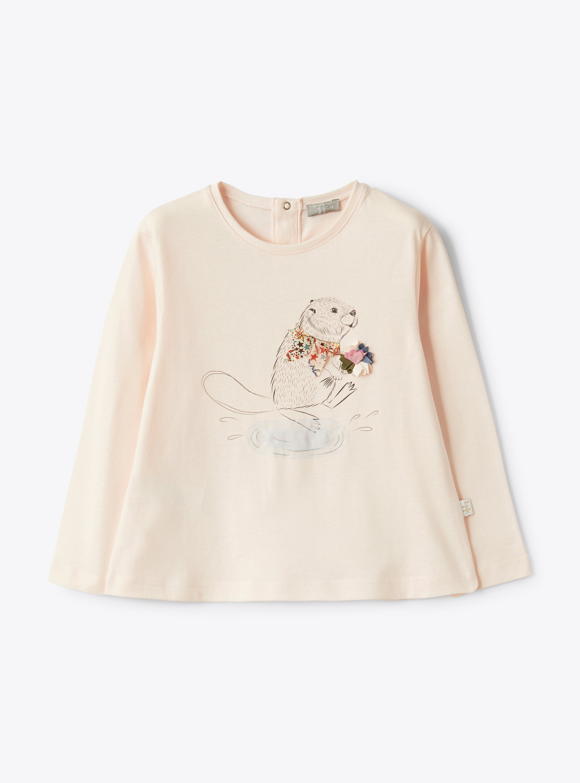 Pink T-shirt with squirrel print - T-shirts - Il Gufo