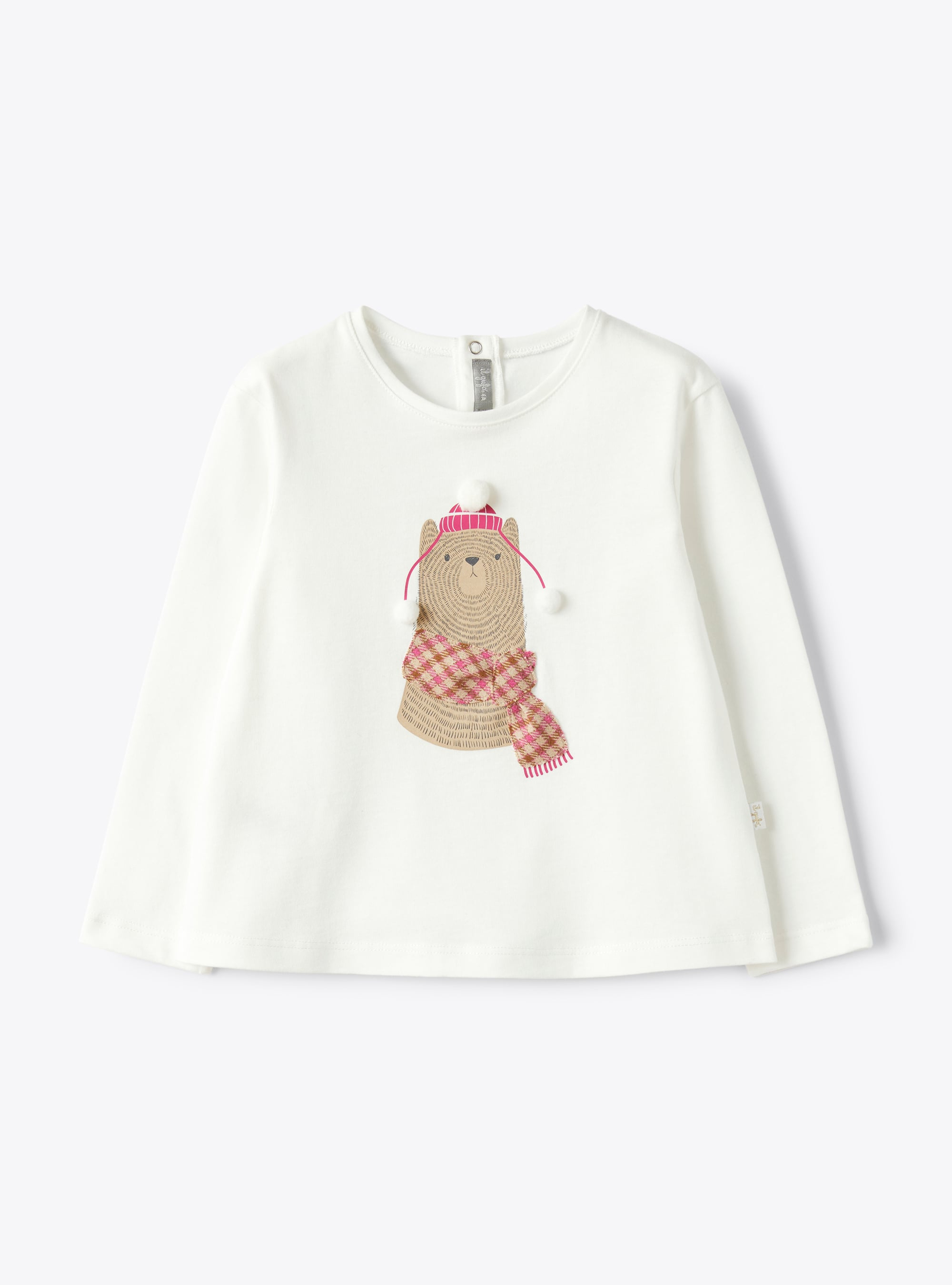 T-shirt manica lunga con stampa orsetto - Bianco | Il Gufo