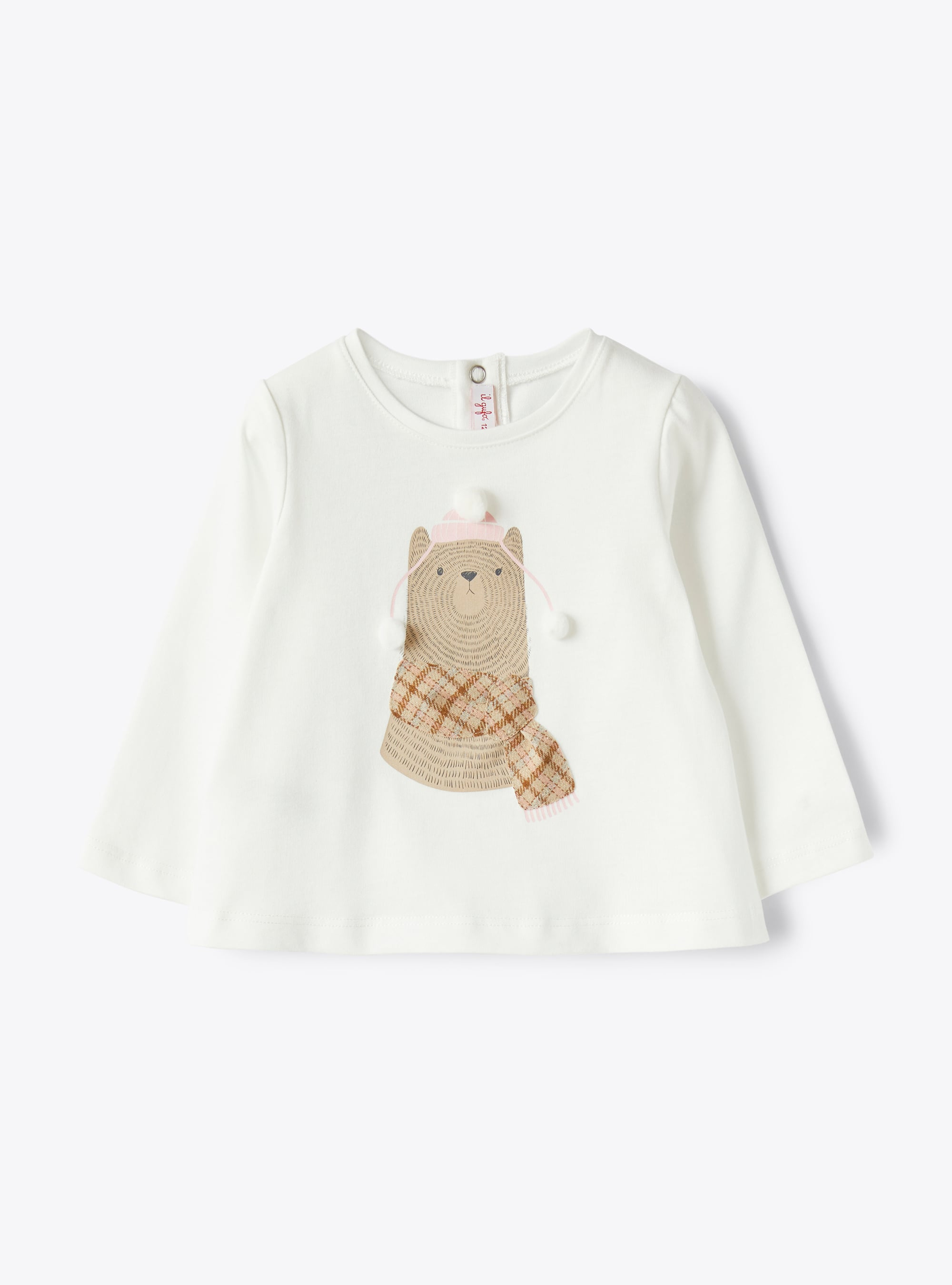 T-shirt pour bébé fille avec imprimé ourson - Blanc | Il Gufo
