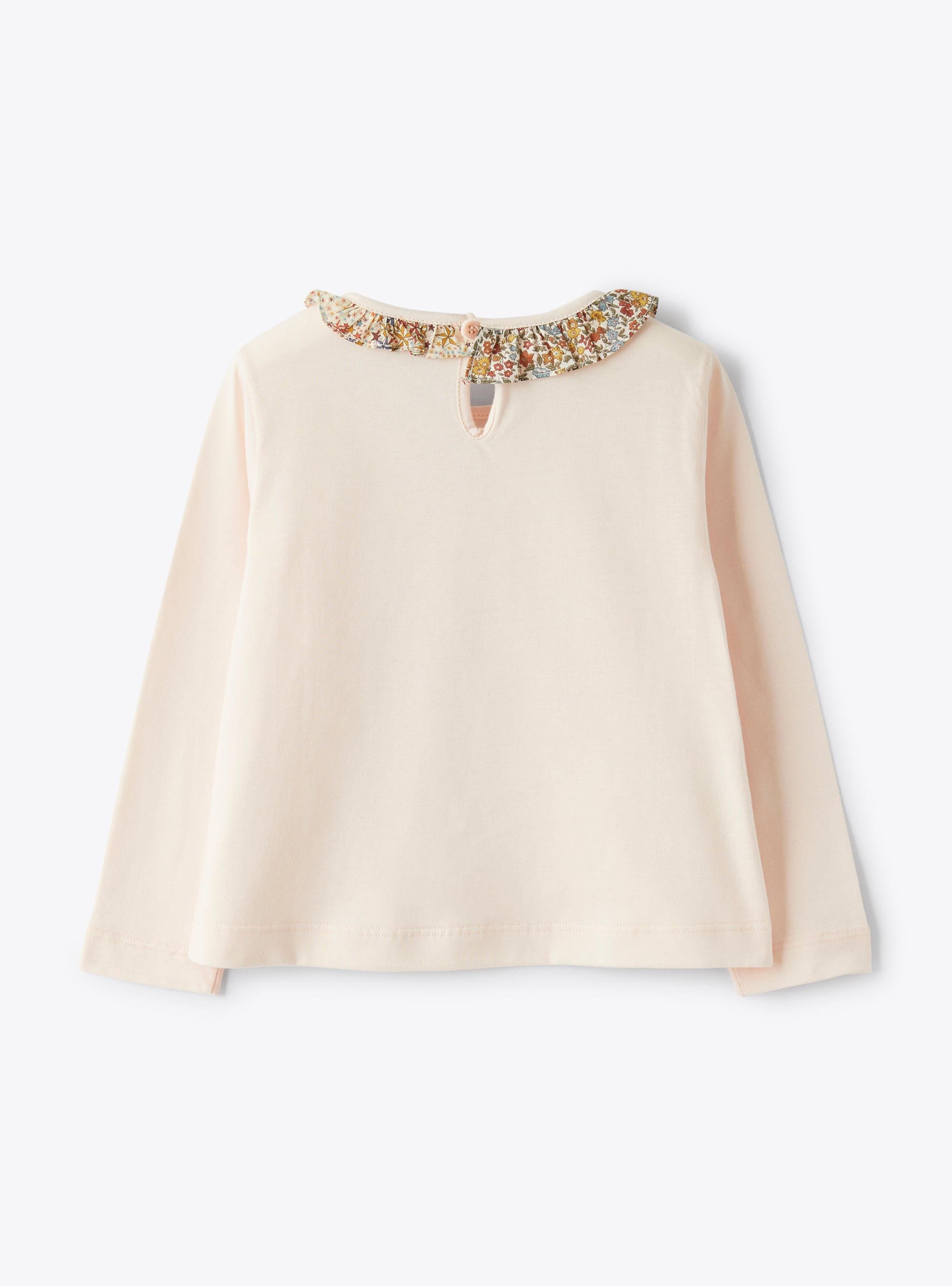 Long-sleeve T-shirt with pink ruffle detail - Pink | Il Gufo