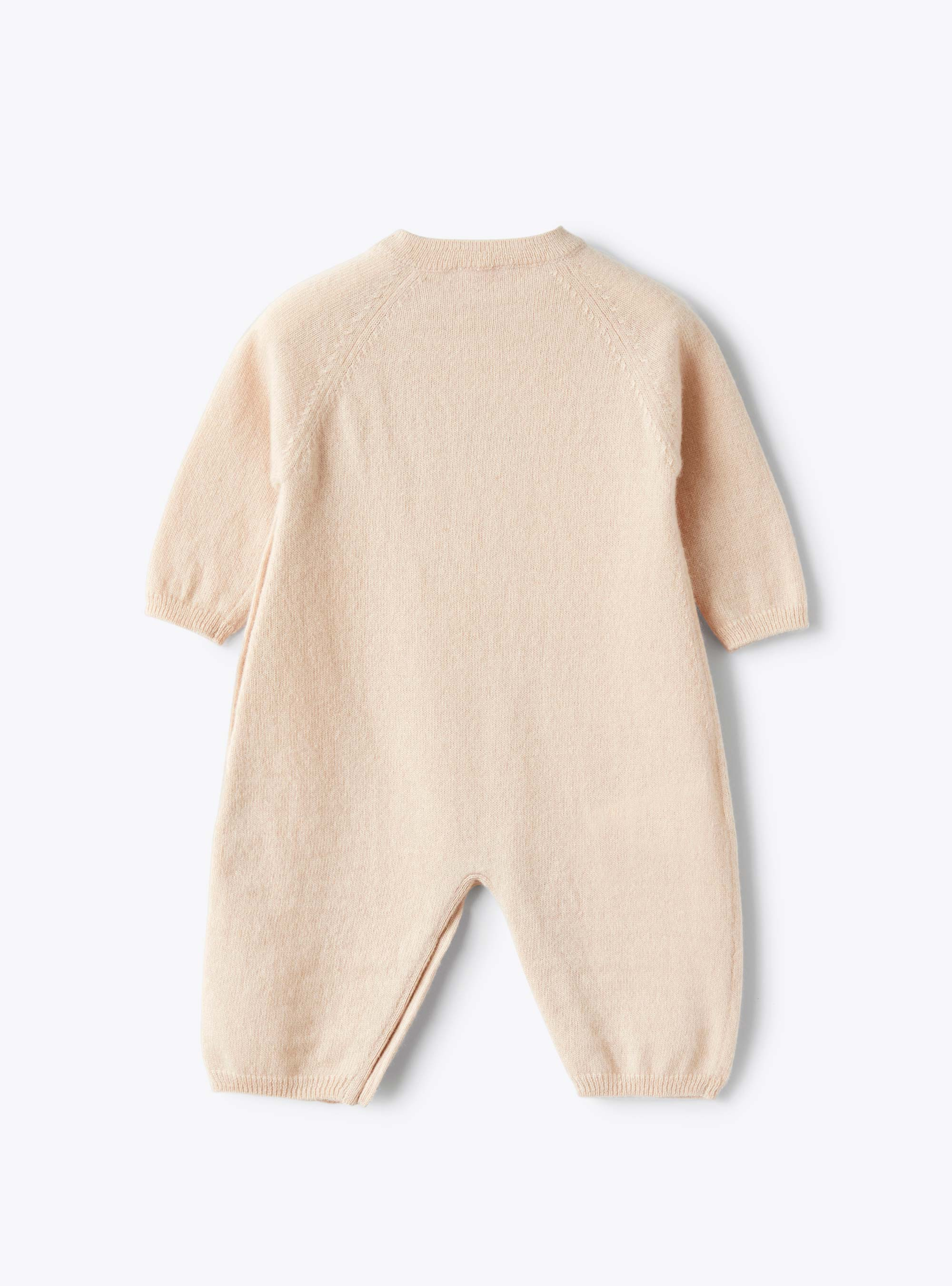 Tricot-knit babysuit with embroidered flowers - Pink | Il Gufo
