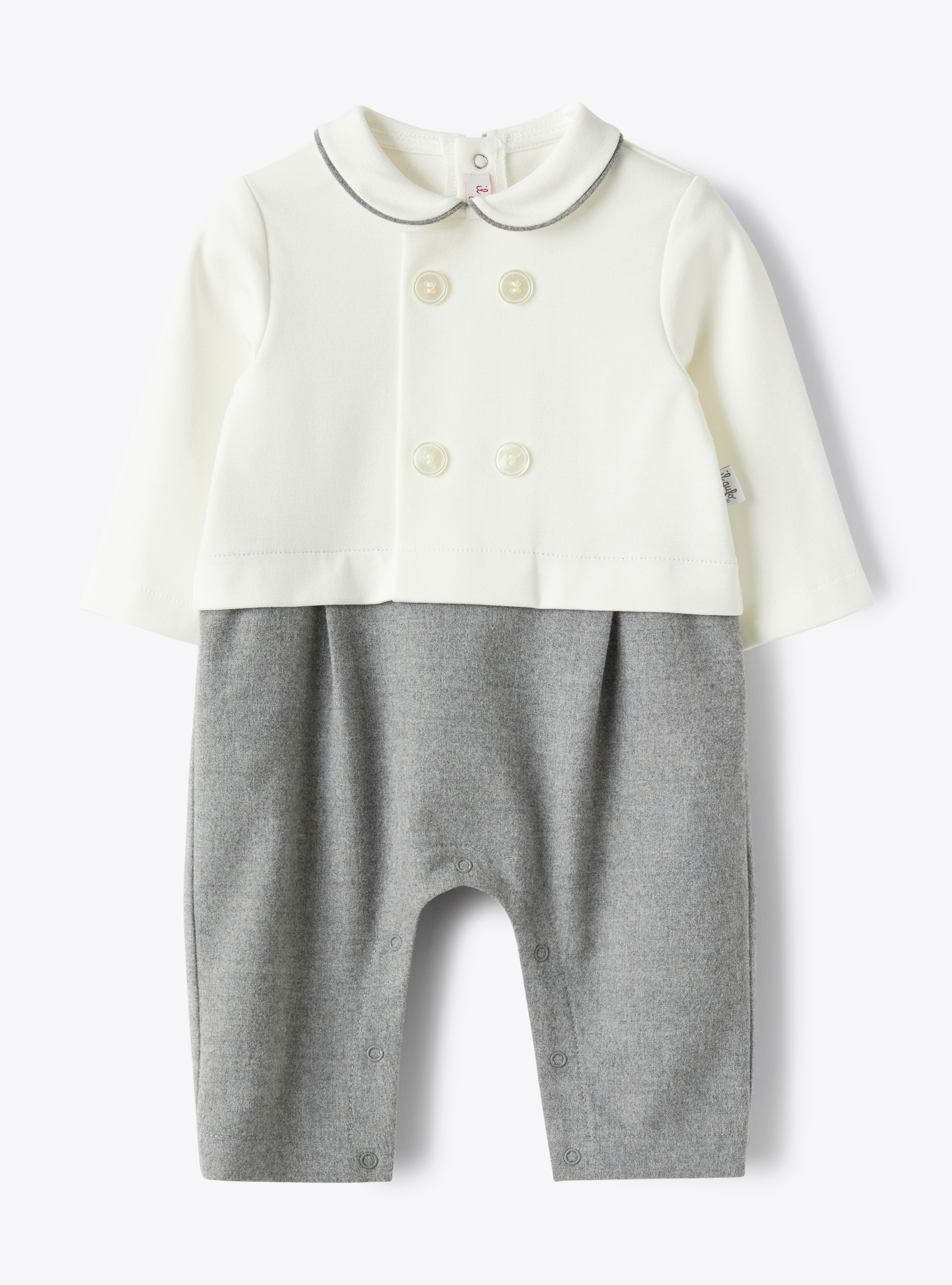 Babysuit in two different materials - Grey | Il Gufo