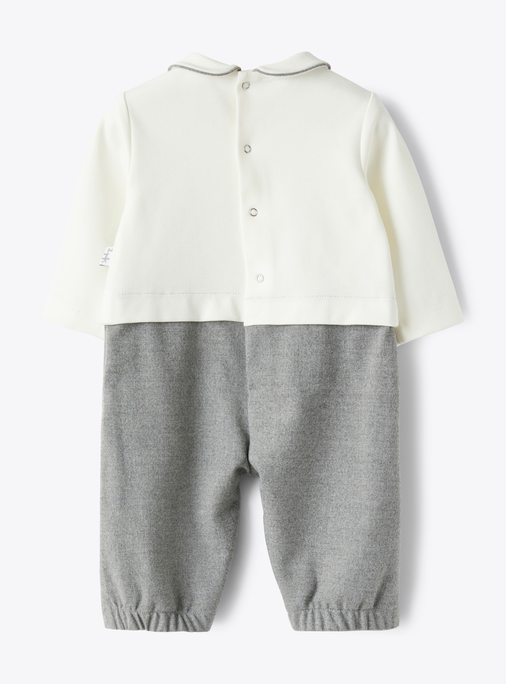 Babysuit in two different materials - Grey | Il Gufo