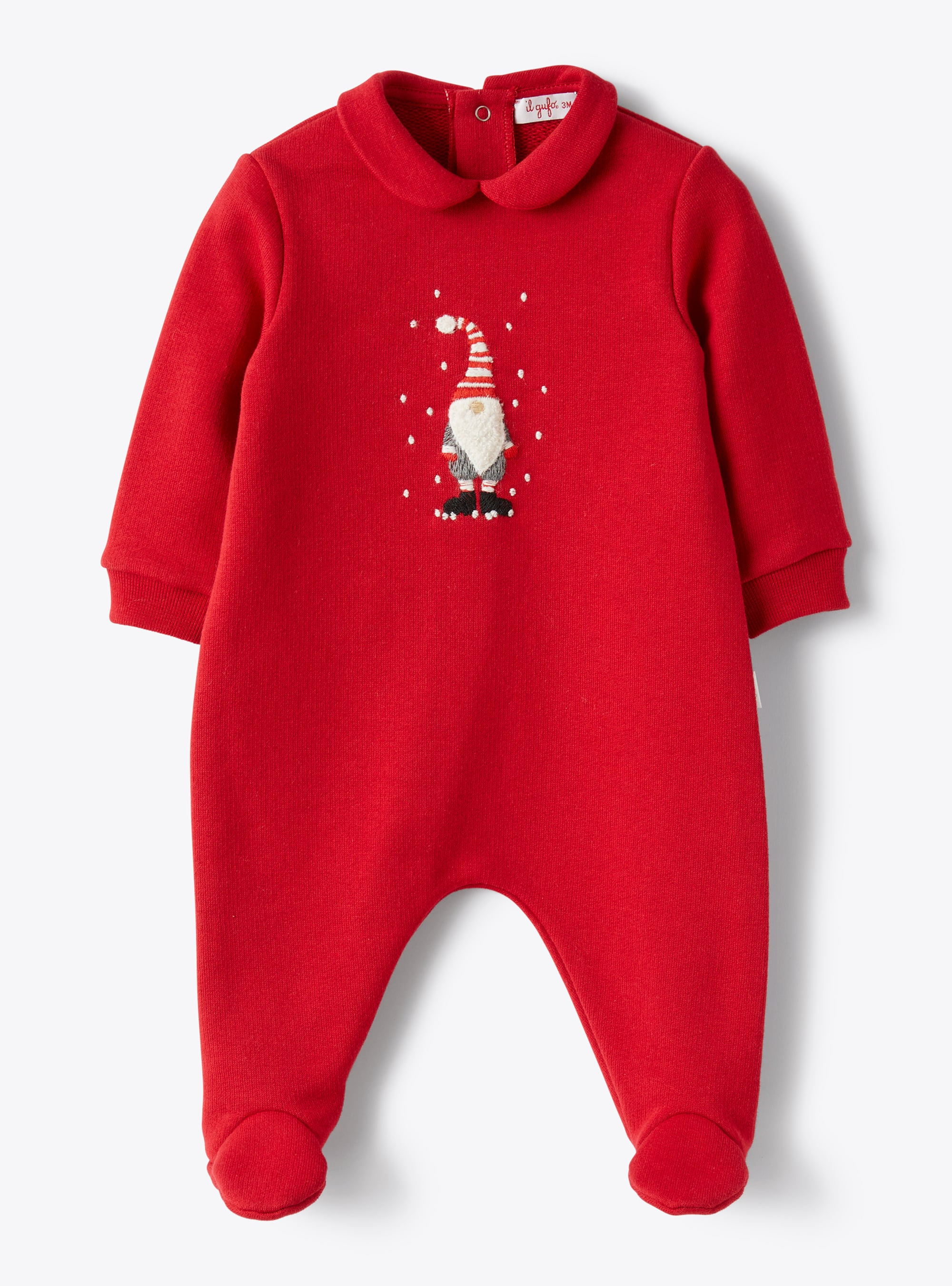 Fleece babysuit with embroidered gnome - Babygrows - Il Gufo