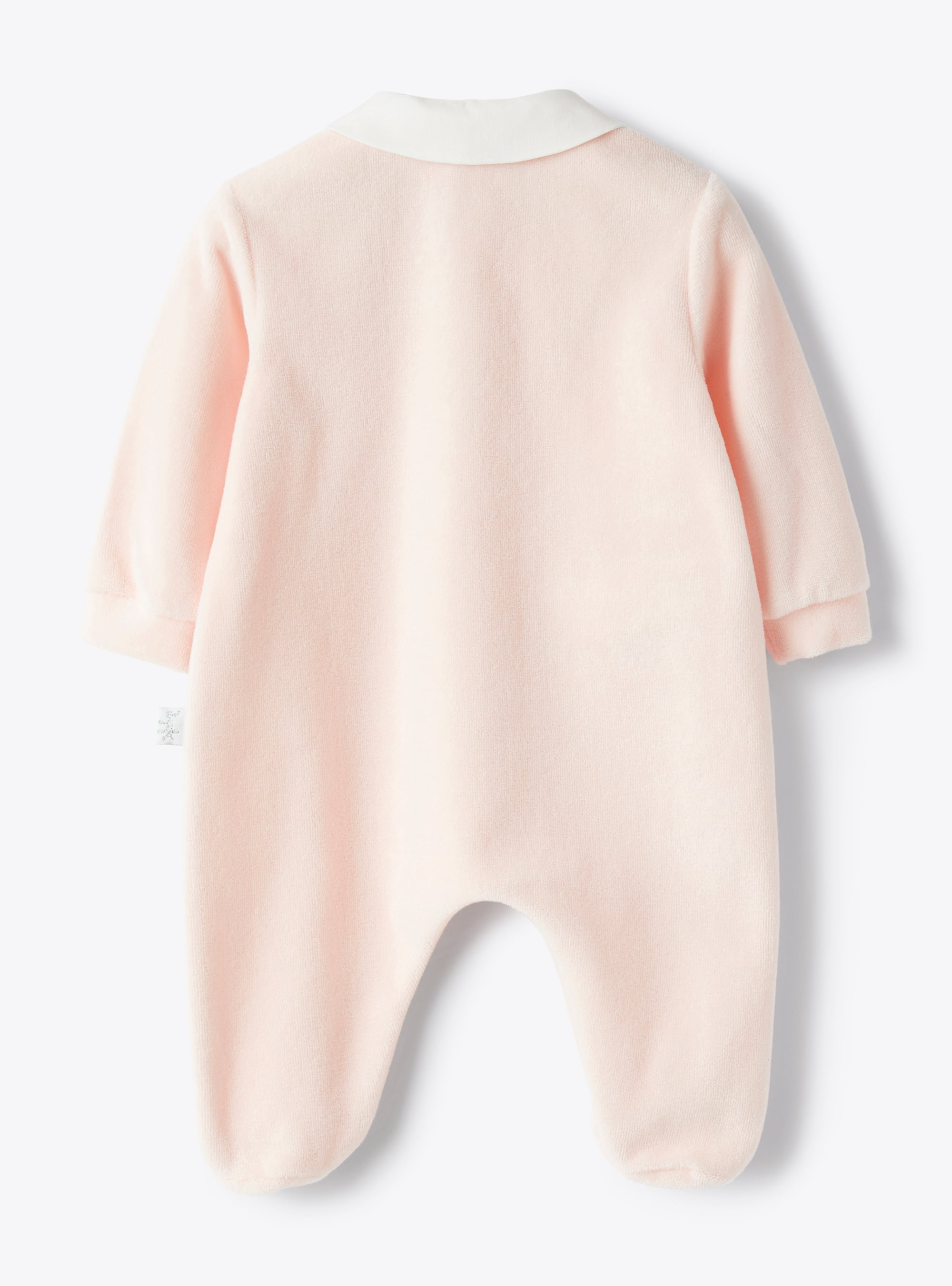 Babysuit in pink chenille with embroidered details - Pink | Il Gufo