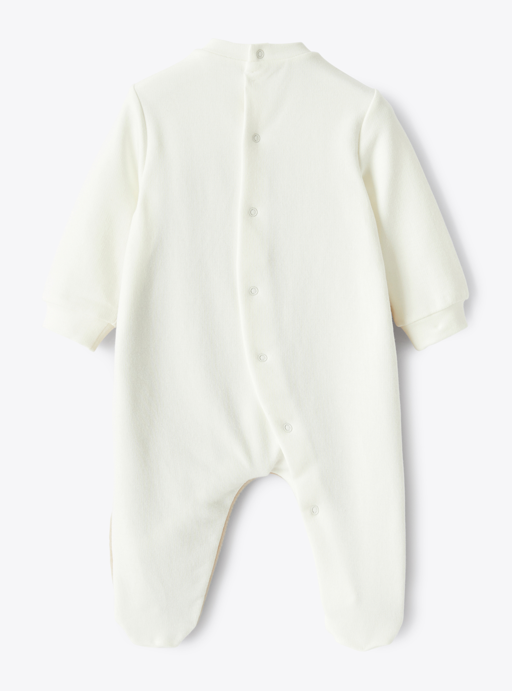 Fleece babysuit with beaver detail - White | Il Gufo