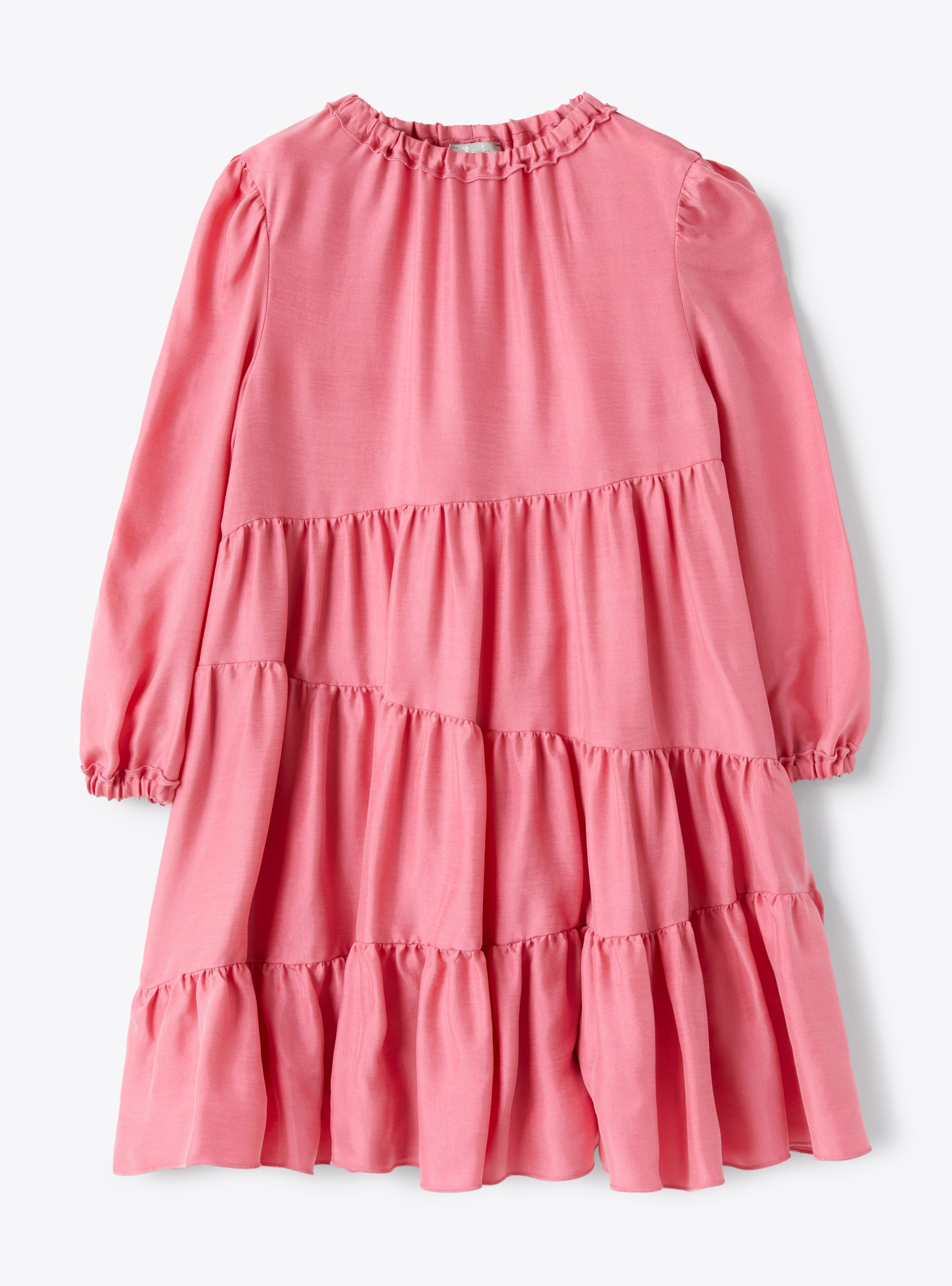 Tiered dress in fuchsia-pink cupro - Dresses - Il Gufo