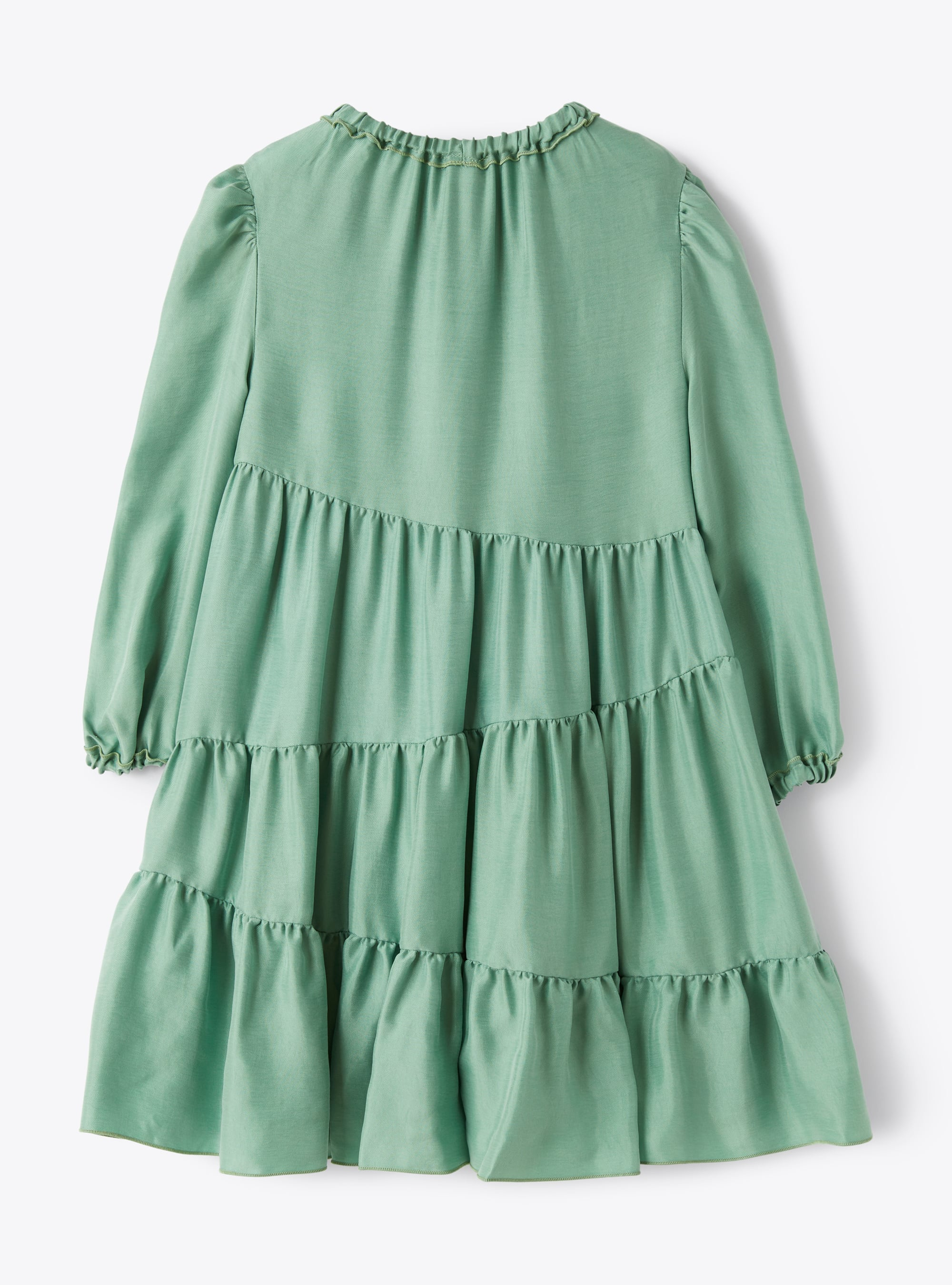 Tiered dress in green cupro - Green | Il Gufo