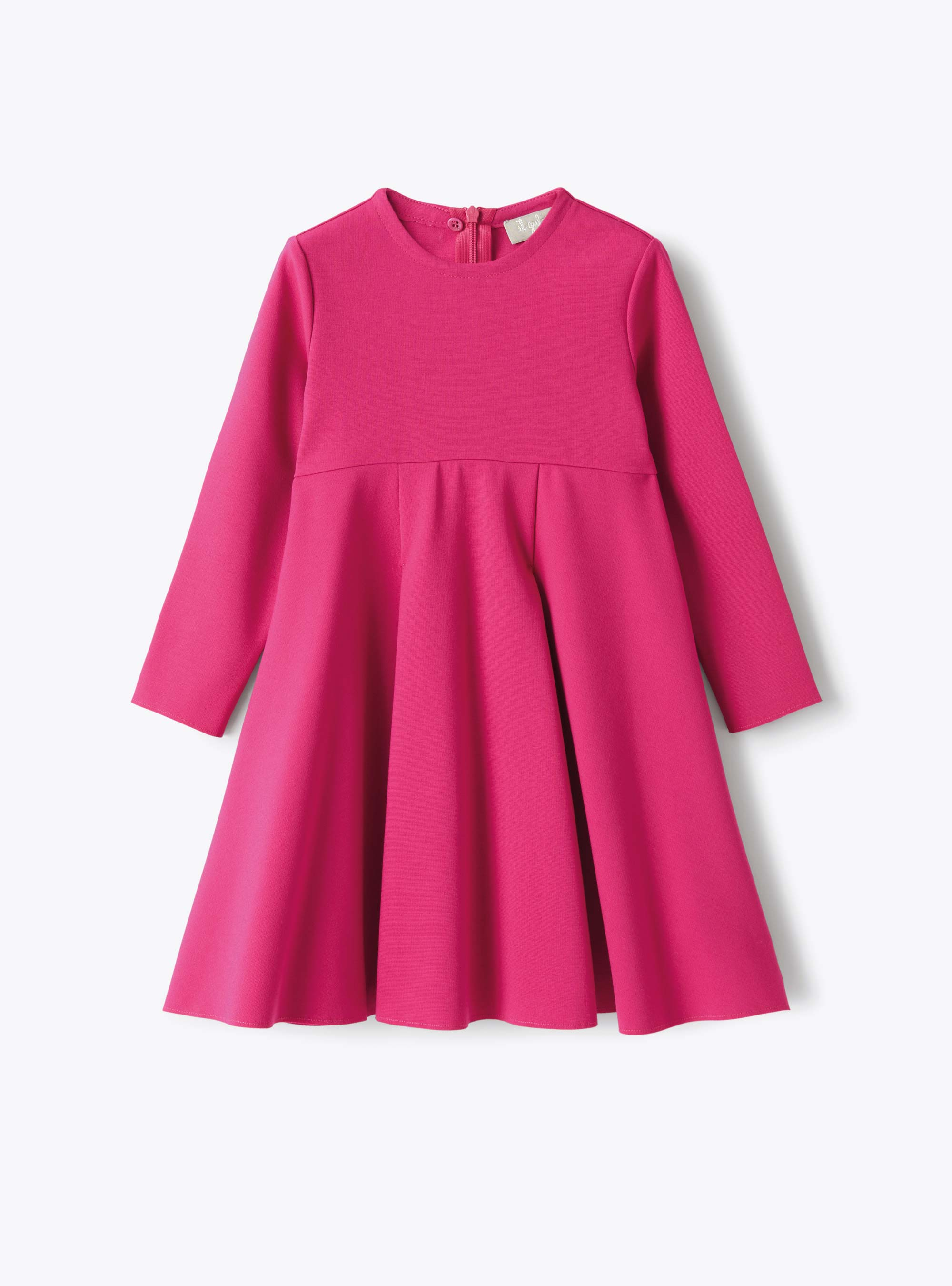 Dress in fuchsia-pink Milano-stitch fabric - Fuchsia | Il Gufo