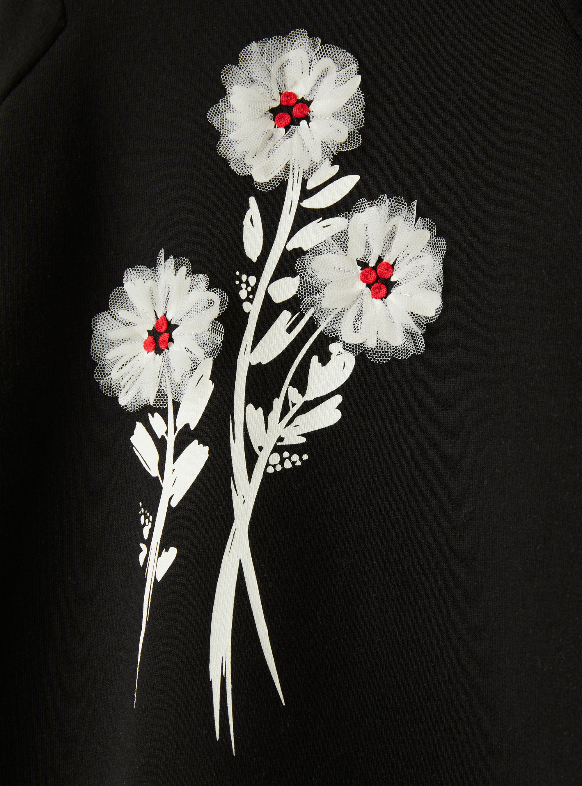 Sweatkleid in Stretchqualität mit Blumenprint - SChwarz | Il Gufo