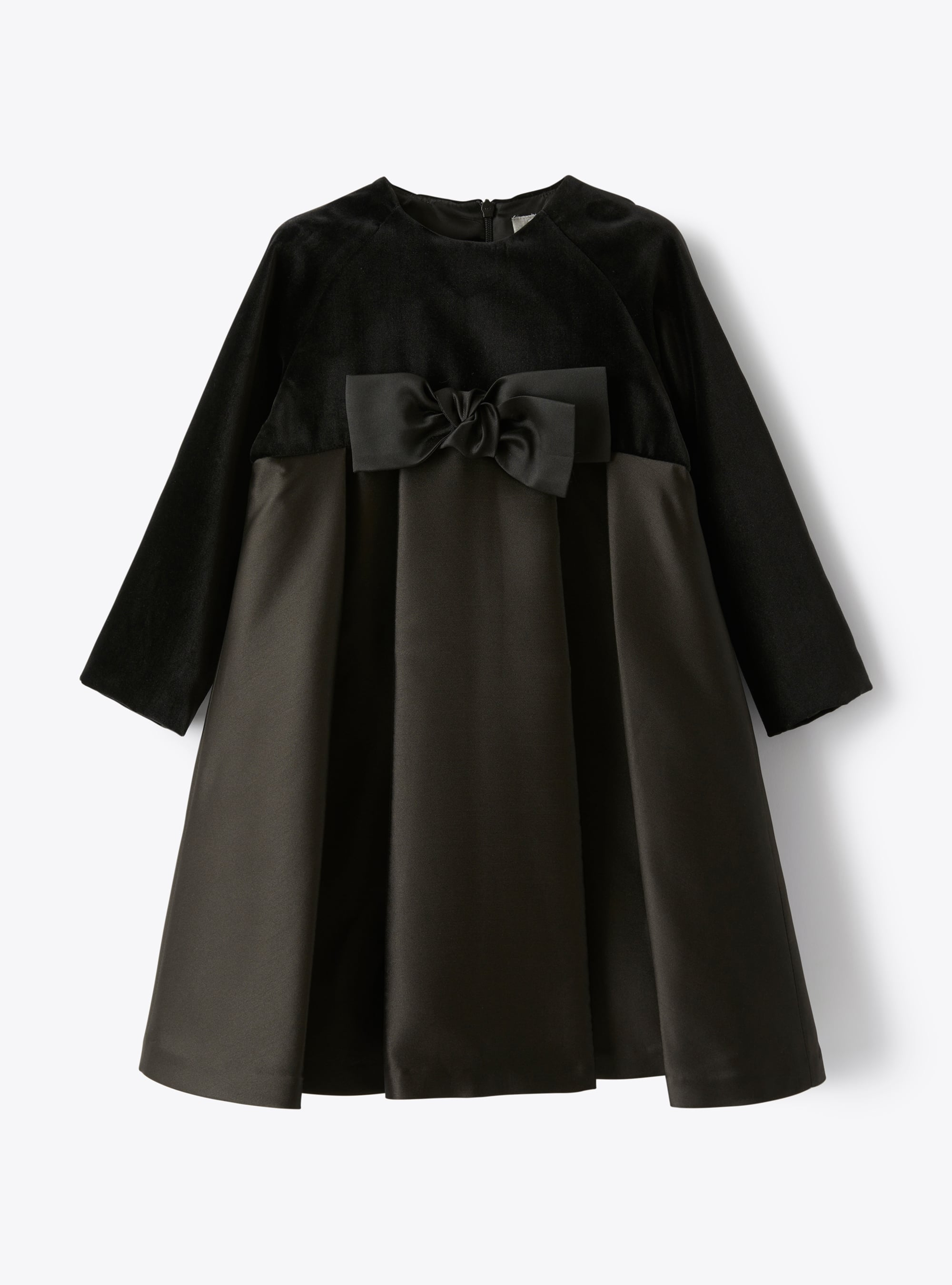 Dress in mikado fabric with a black bow detail - Dresses - Il Gufo