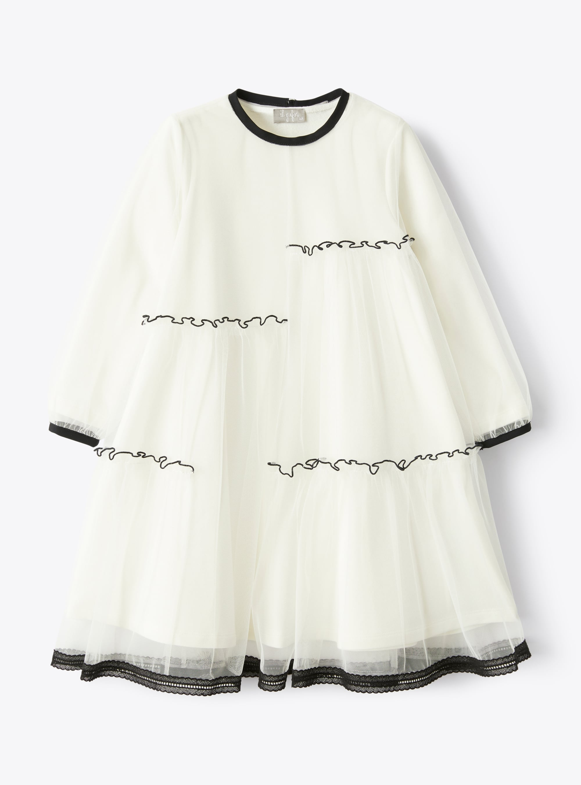 Kleid aus Tüll mit Schwarzen Kanten - Weiss | Il Gufo