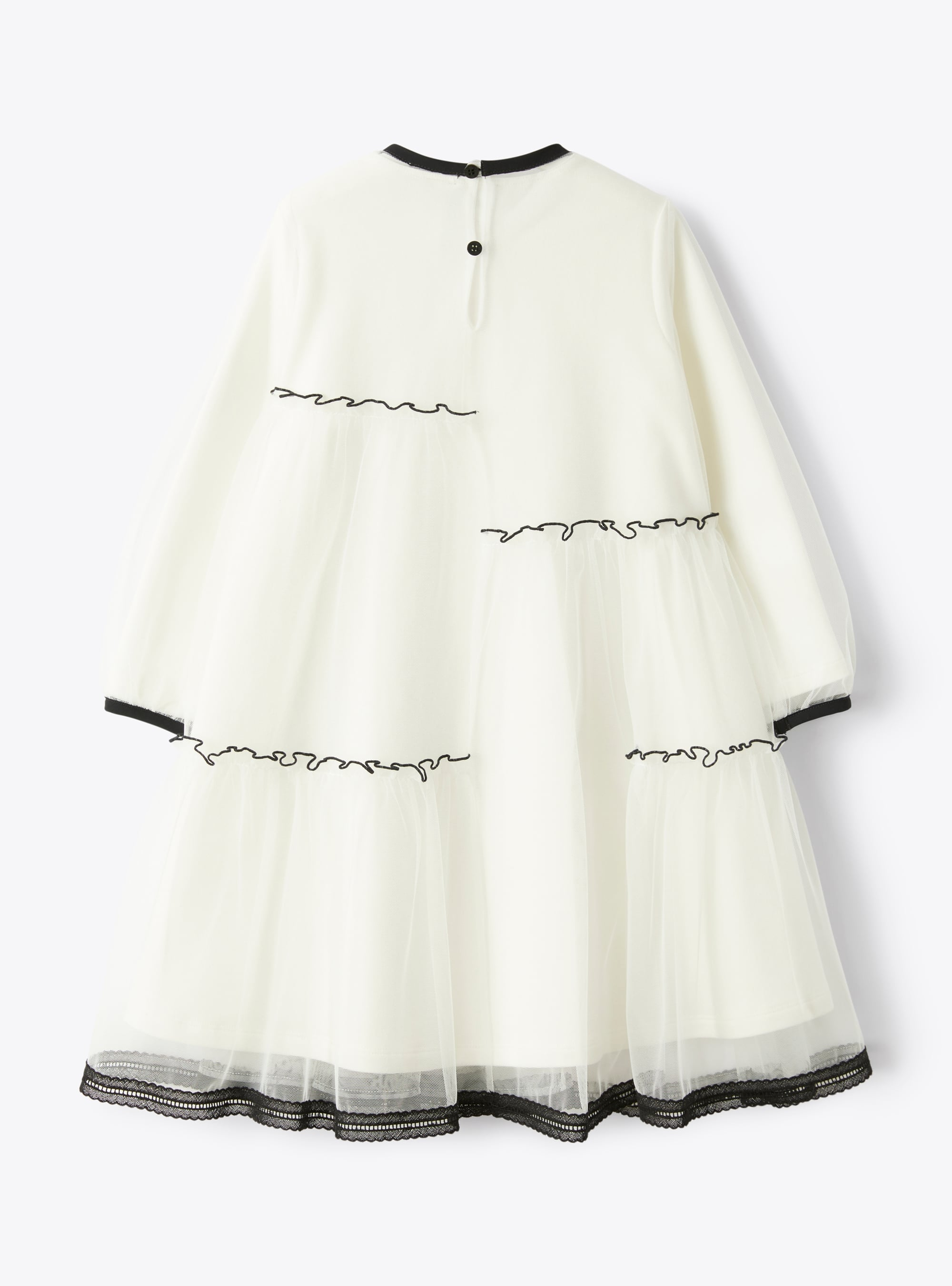 Kleid aus Tüll mit Schwarzen Kanten - Weiss | Il Gufo