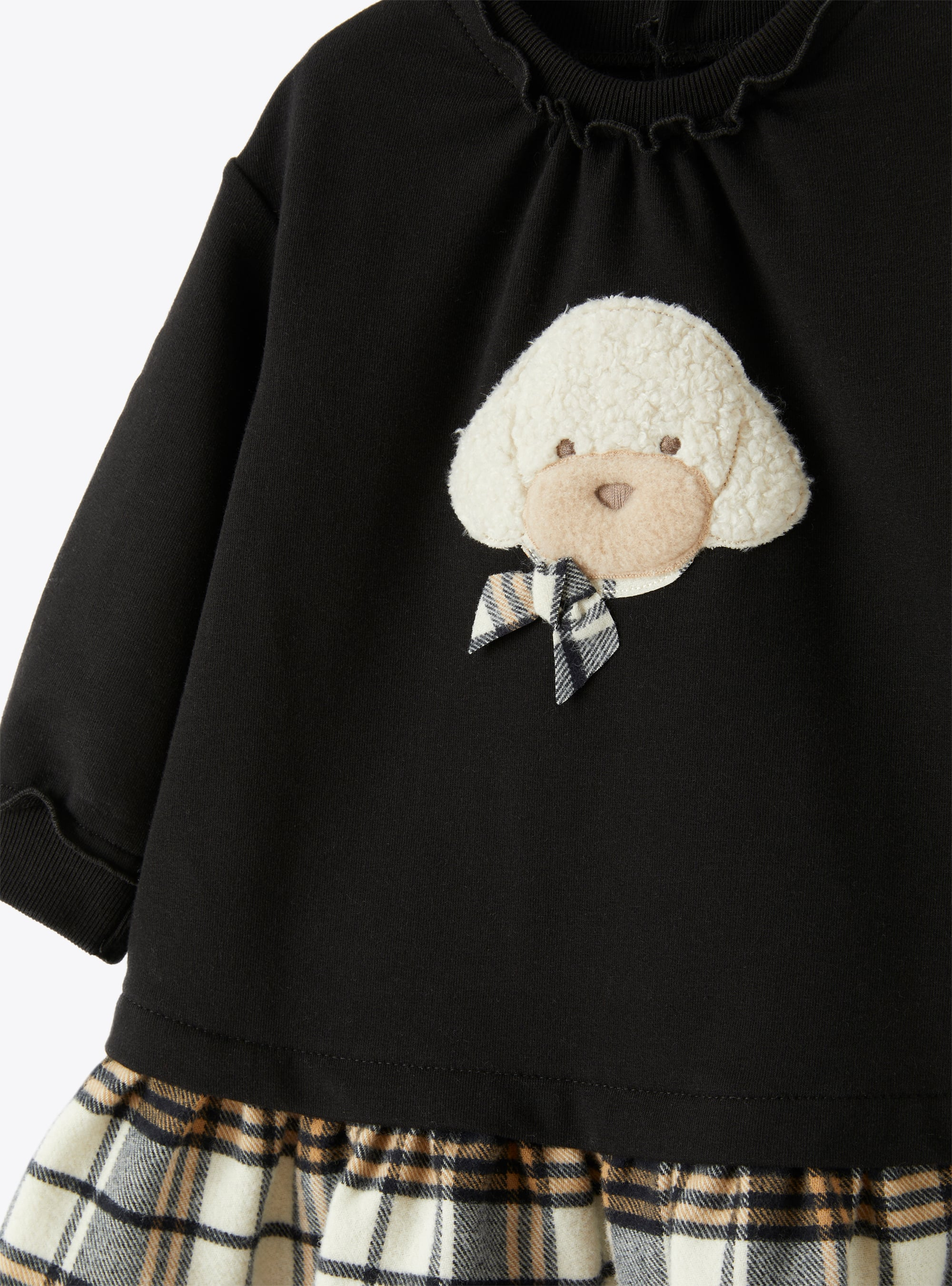 Black fleece dress with poodle embellishment - Black | Il Gufo