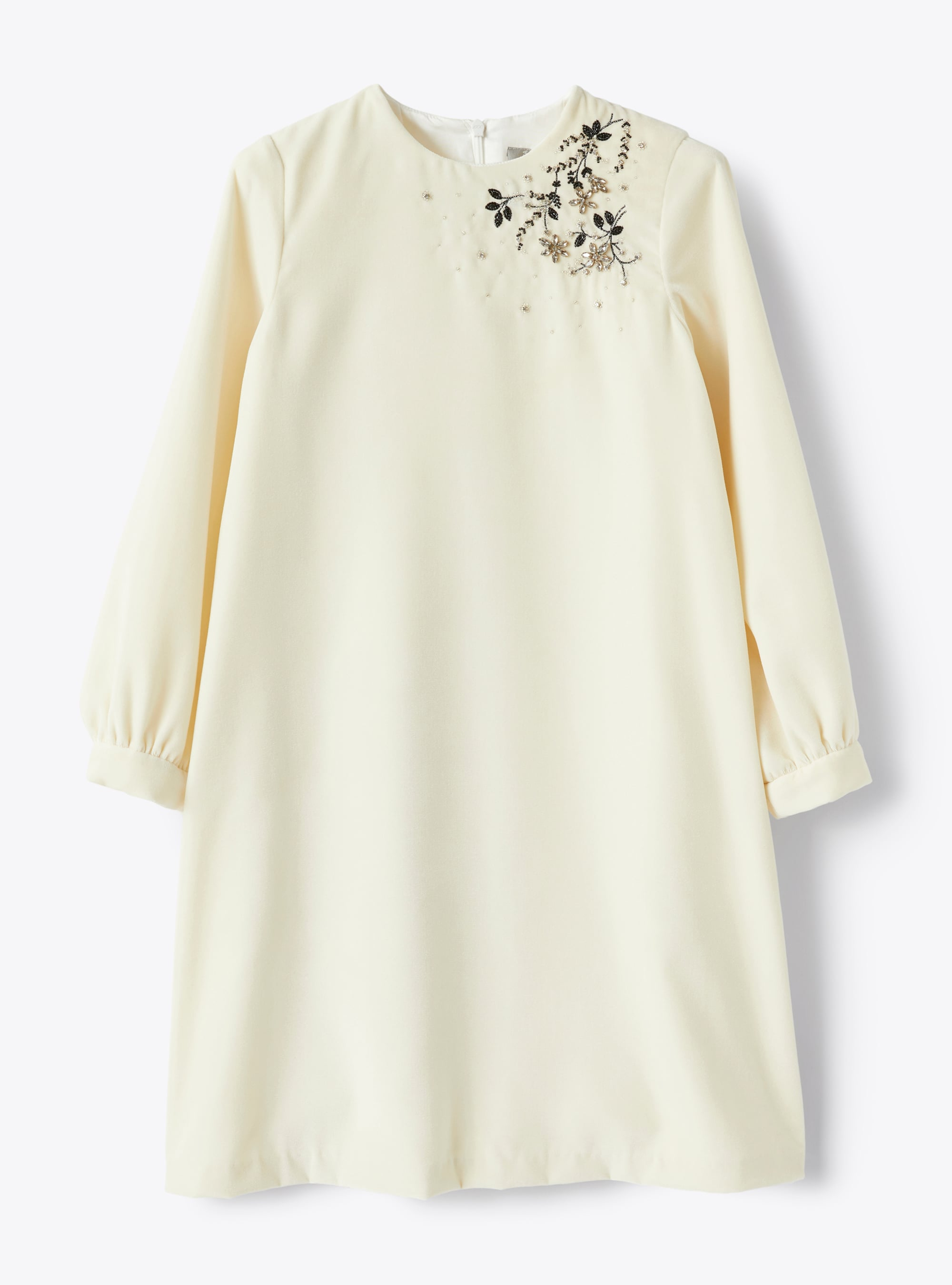 Velvet dress with embroidered flowers - Dresses - Il Gufo