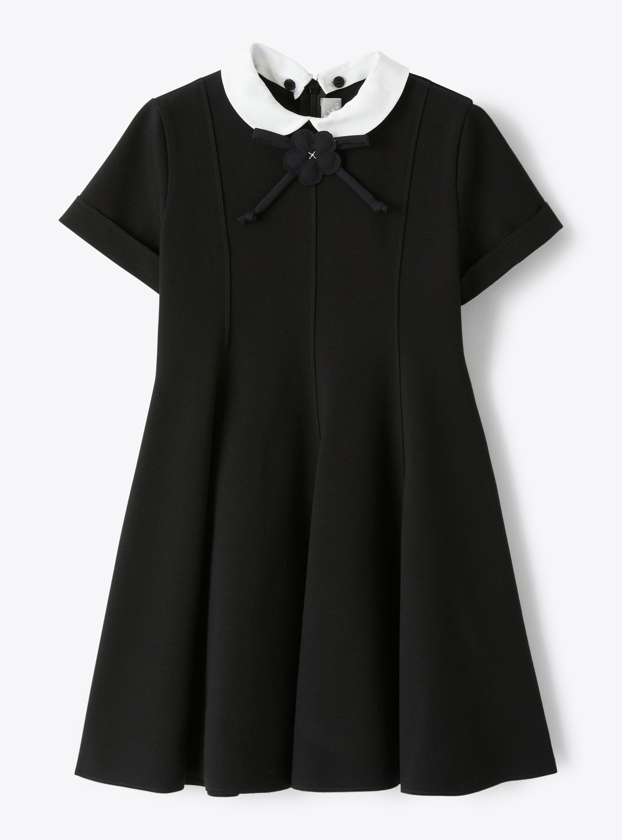Dress in Milano stitch with collar - Black | Il Gufo