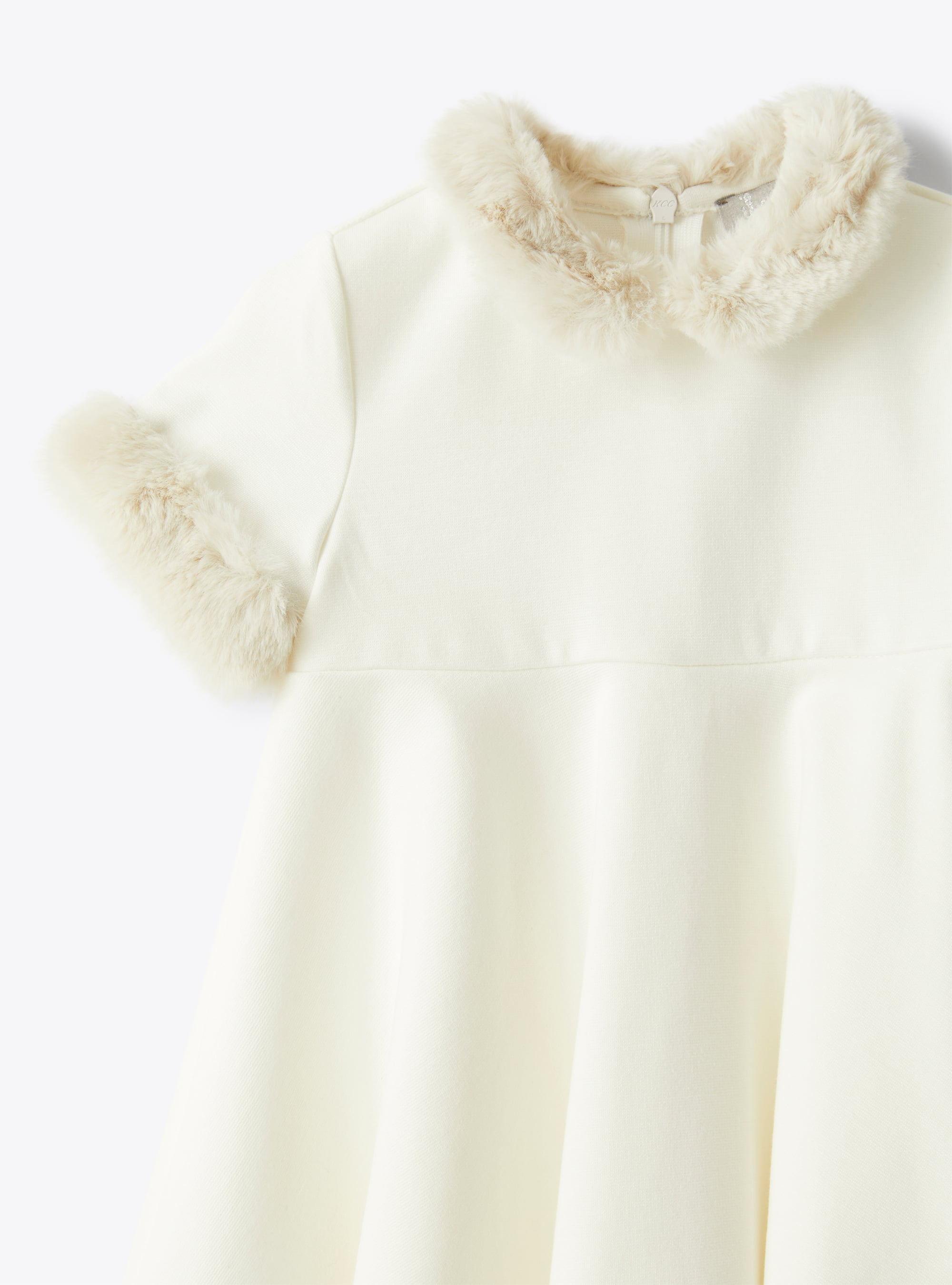 Vestito con dettaglio in eco pelliccia - Bianco | Il Gufo