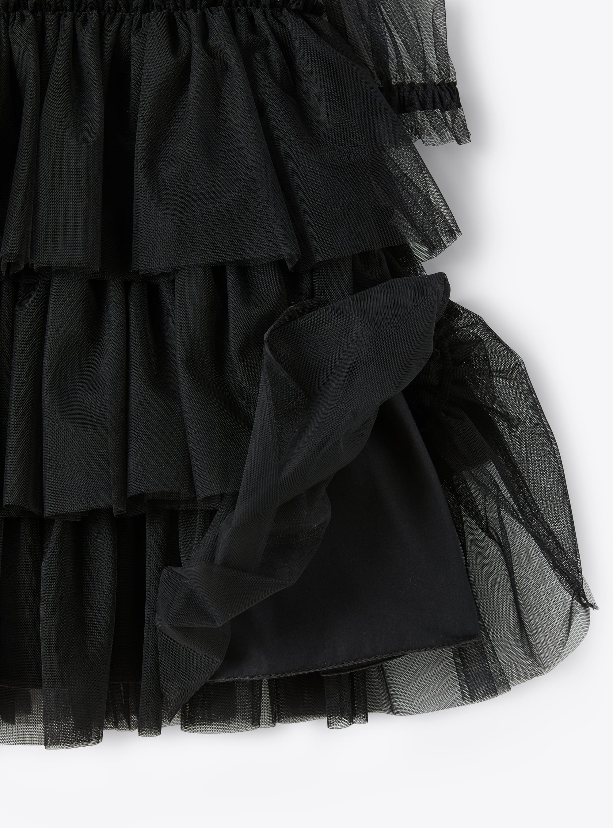 Tiered dress in black tulle - Black | Il Gufo