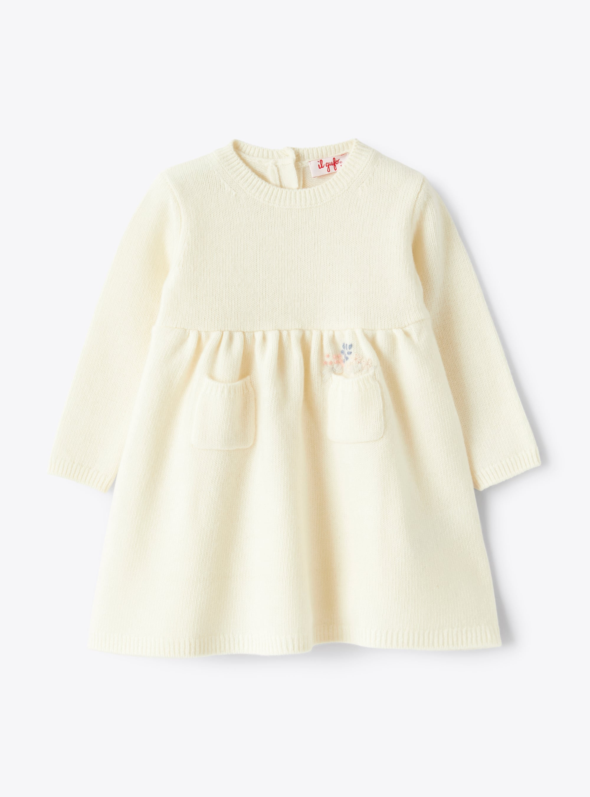 Baby girl’s tricot-knit dress with embroidery - Dresses - Il Gufo
