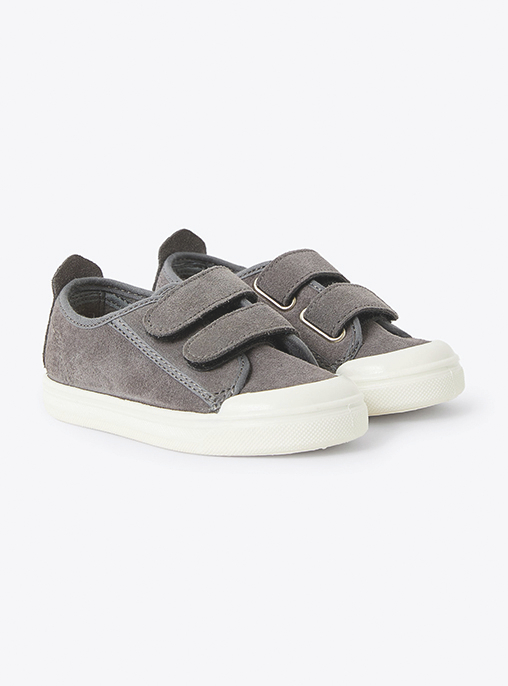 Split-leather sneaker with double riptape fastening - Grey | Il Gufo