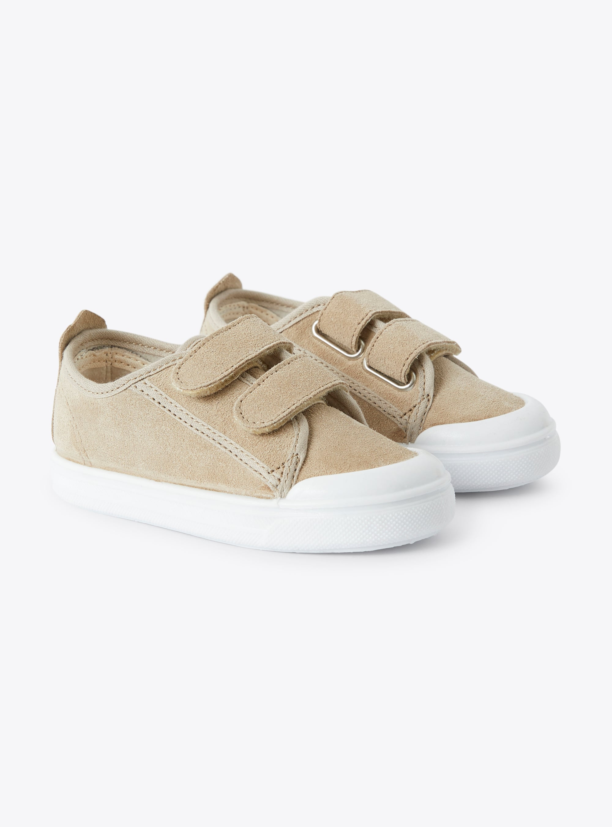 Split-leather sneaker with double riptape fastening - Brown | Il Gufo
