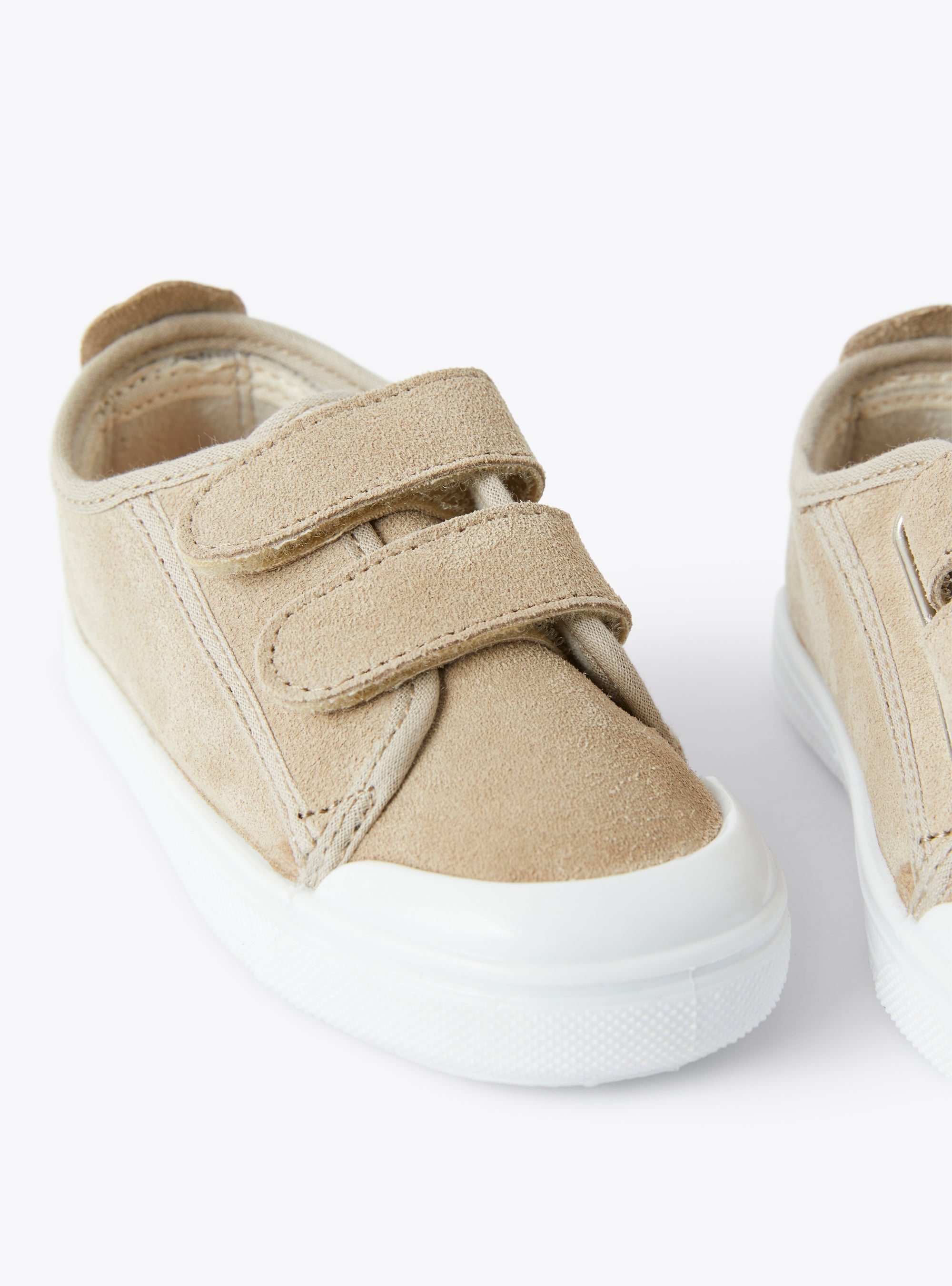 Split-leather sneaker with double riptape fastening - Brown | Il Gufo