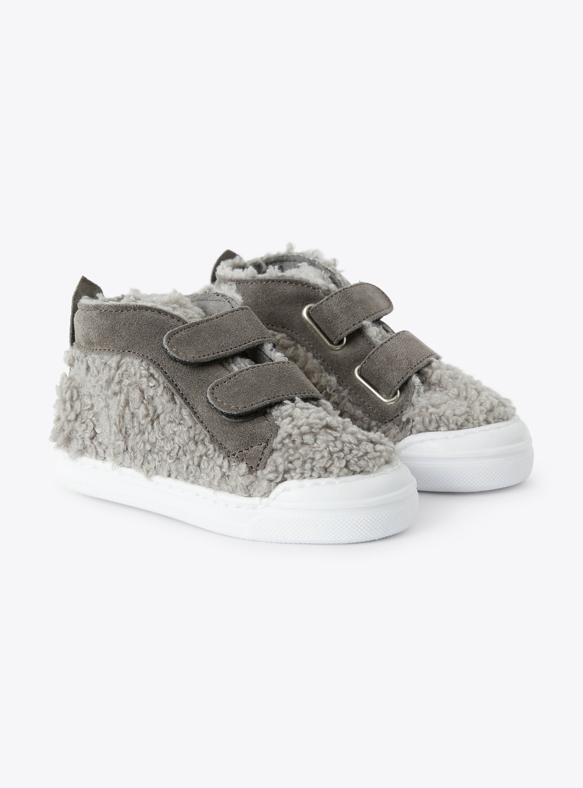 Sneakers montantes en peluche grises - Chaussures - Il Gufo