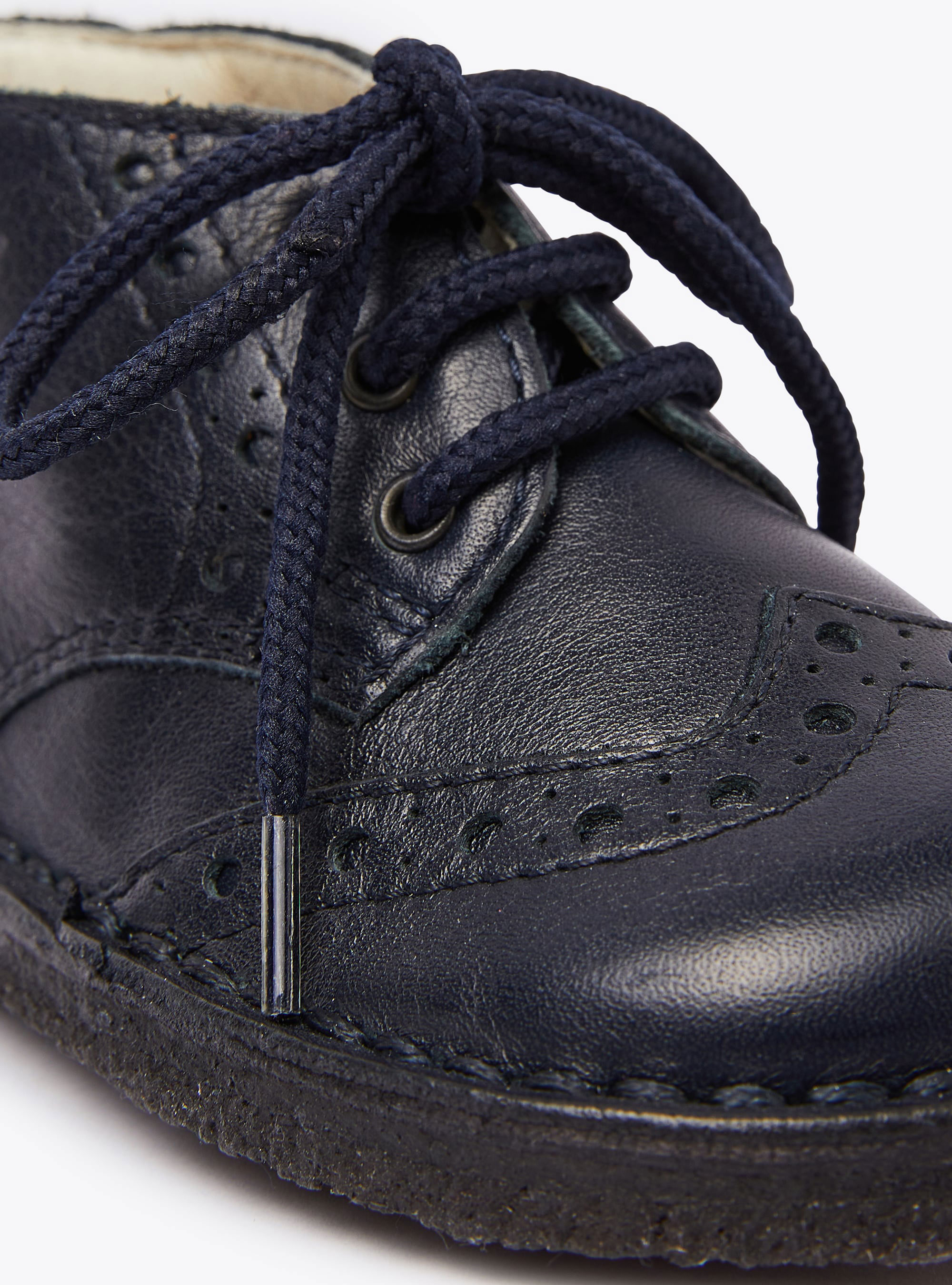 Navy leather lace-up shoes - Blue | Il Gufo