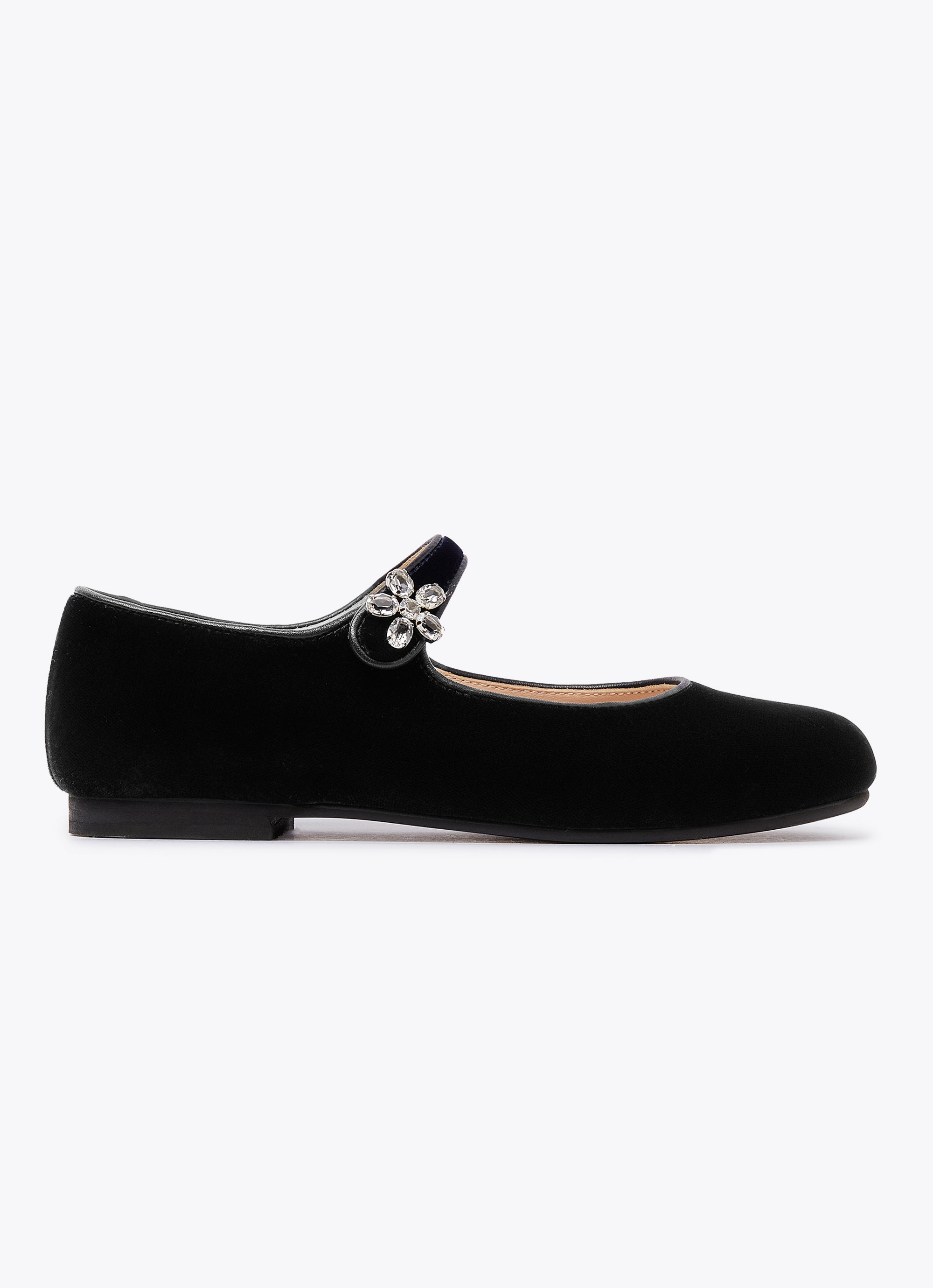 Ballerines en velours noir avec strass - Chaussures - Il Gufo