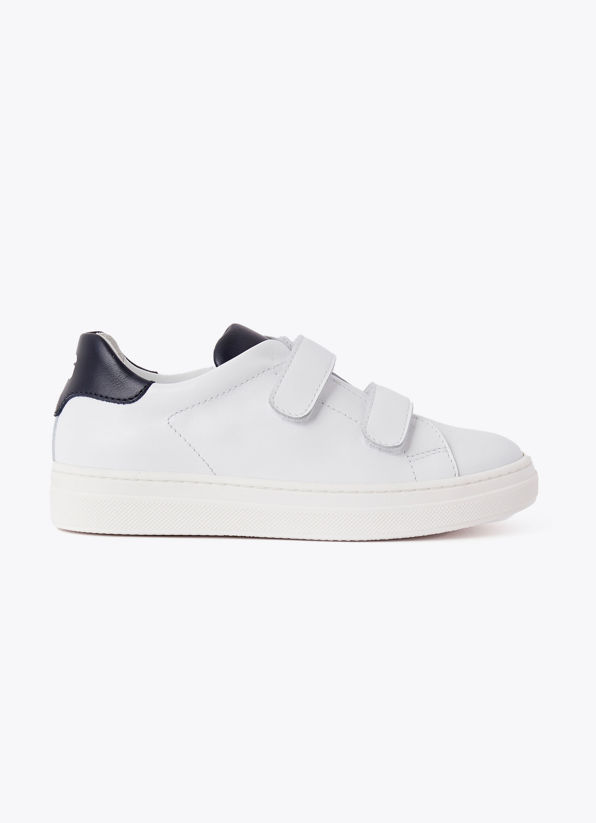 White leather sneakers with riptape straps - White | Il Gufo